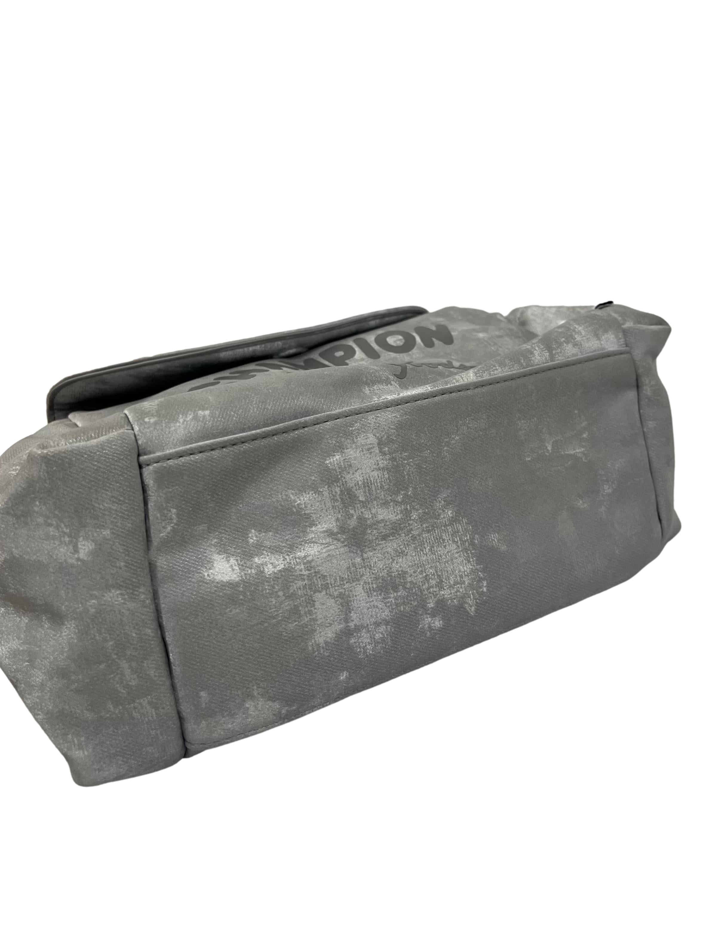 Silver Textured Shoulder Bag With Adjustable Straps CSN