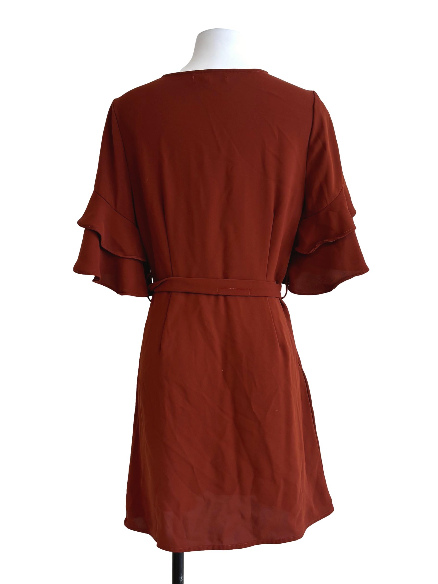 Mahogany Brown Ruffle Dress