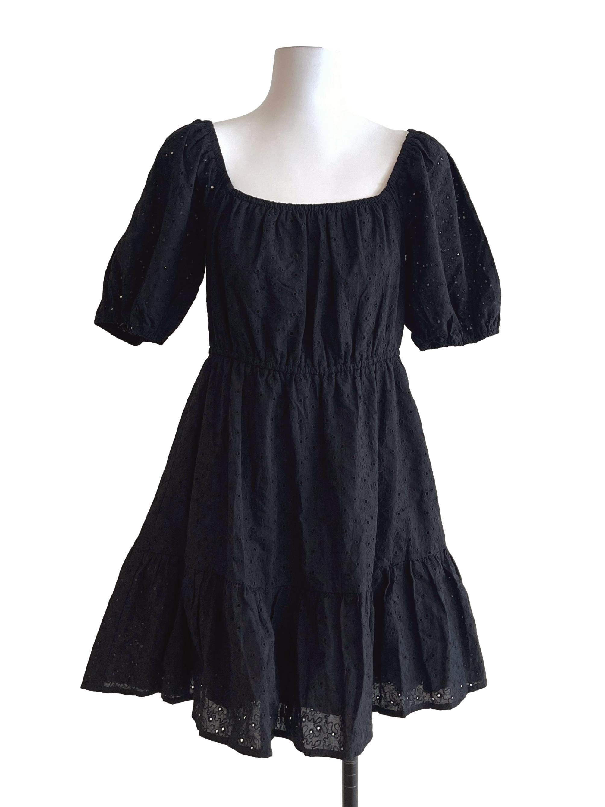Jet Black Square Short Sleeve Dress