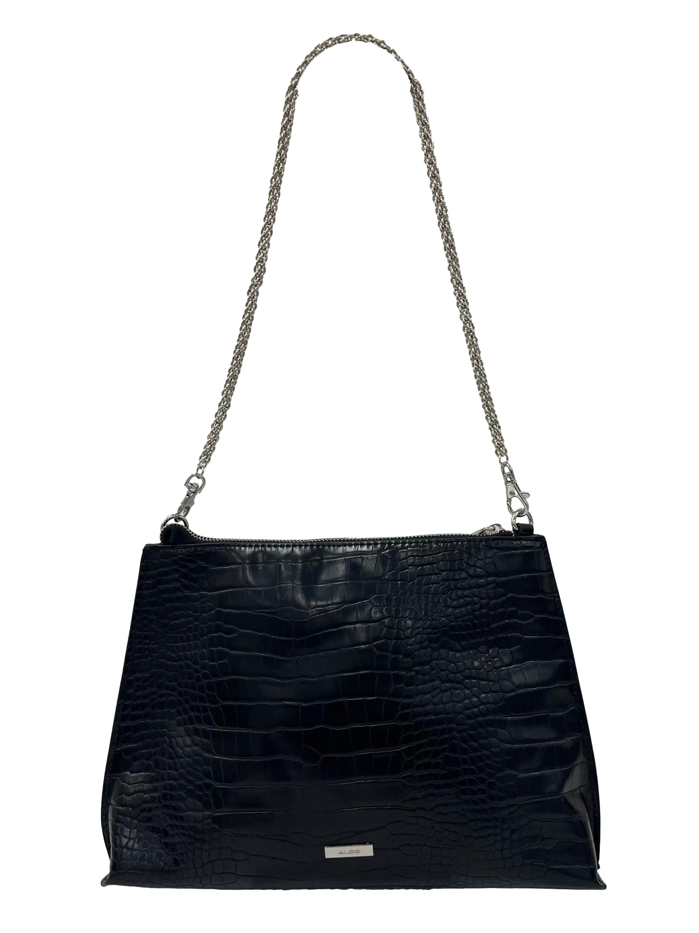 Black PU Leather Aldo Shoulder Bag With Interchangeable Straps CSN