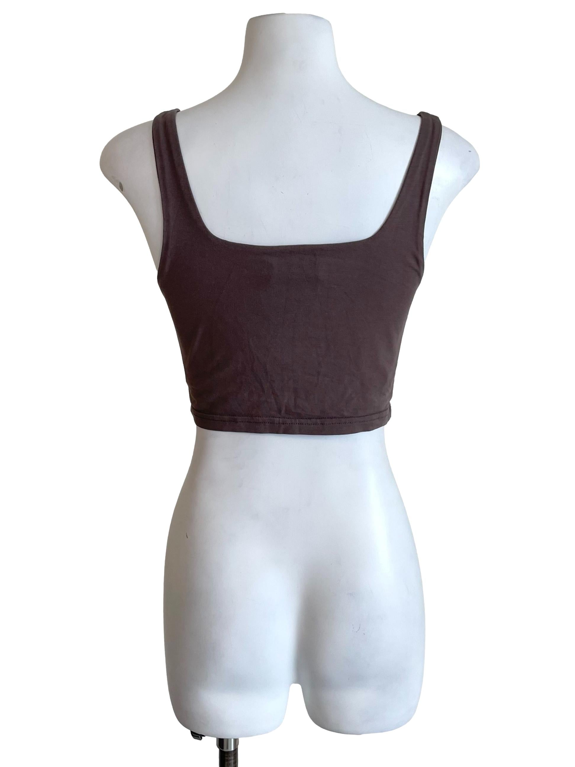 Ash Brown Square Neck Crop Top