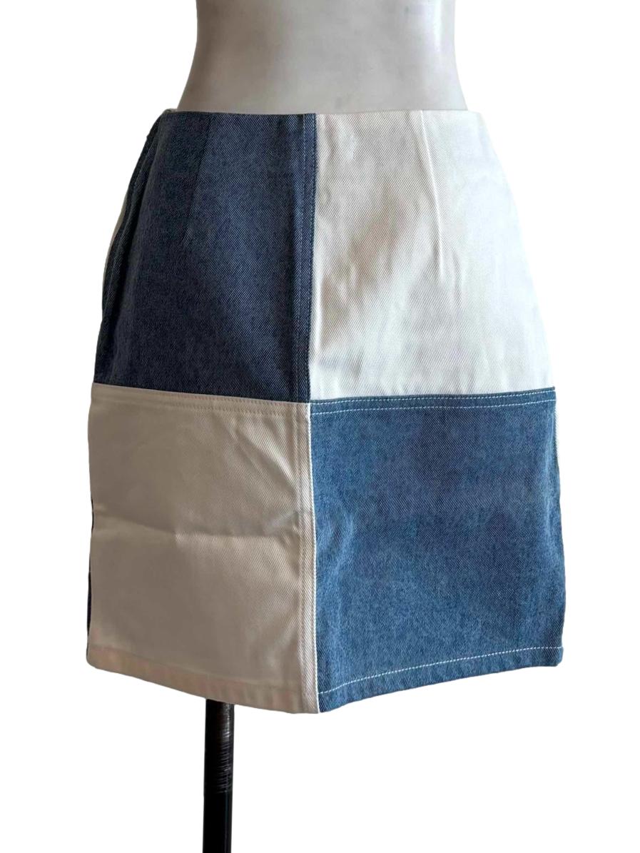 Blue White Mini Denim Skirt