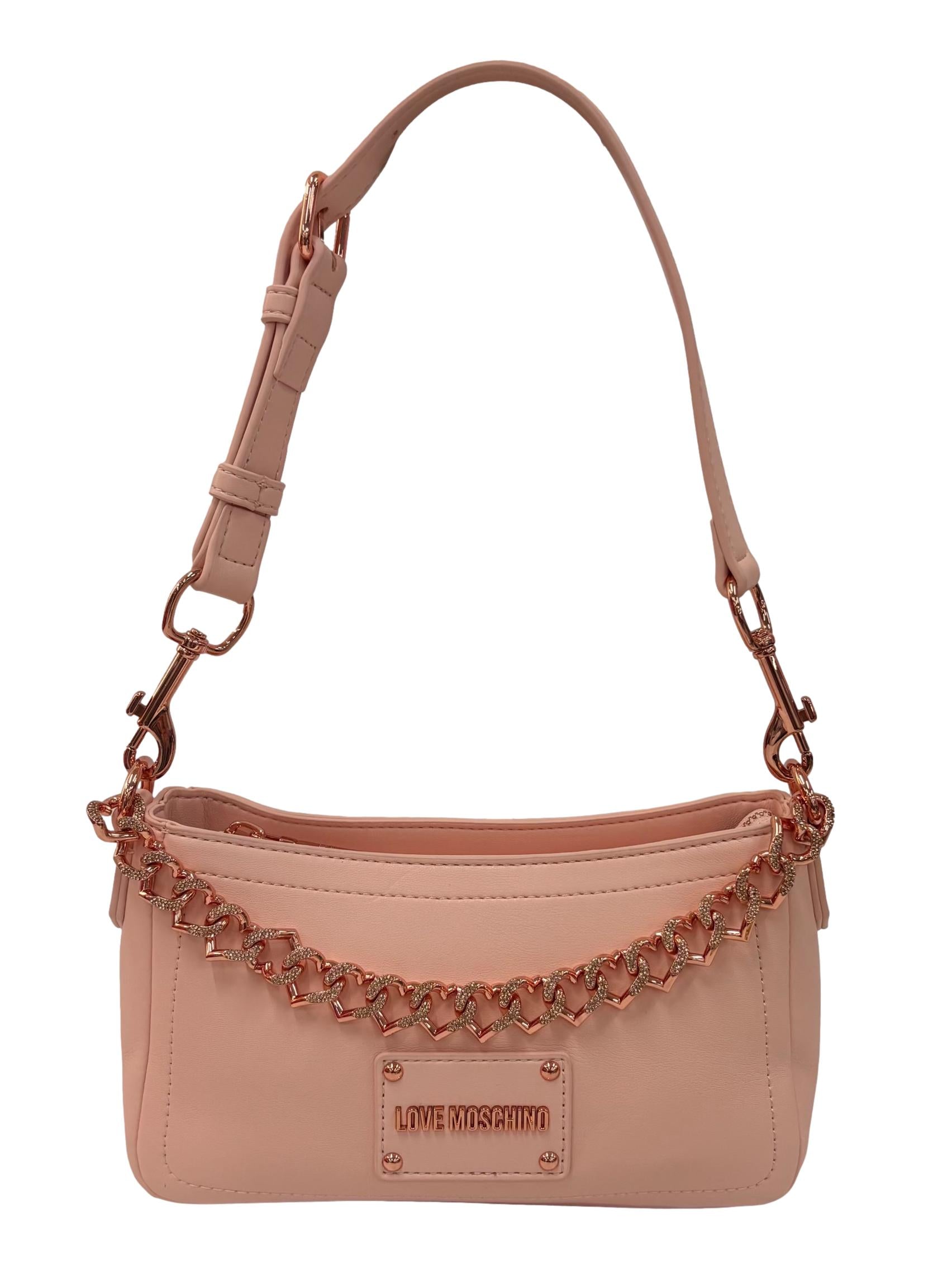 Pink Leather Strass Chain Handbag CSN