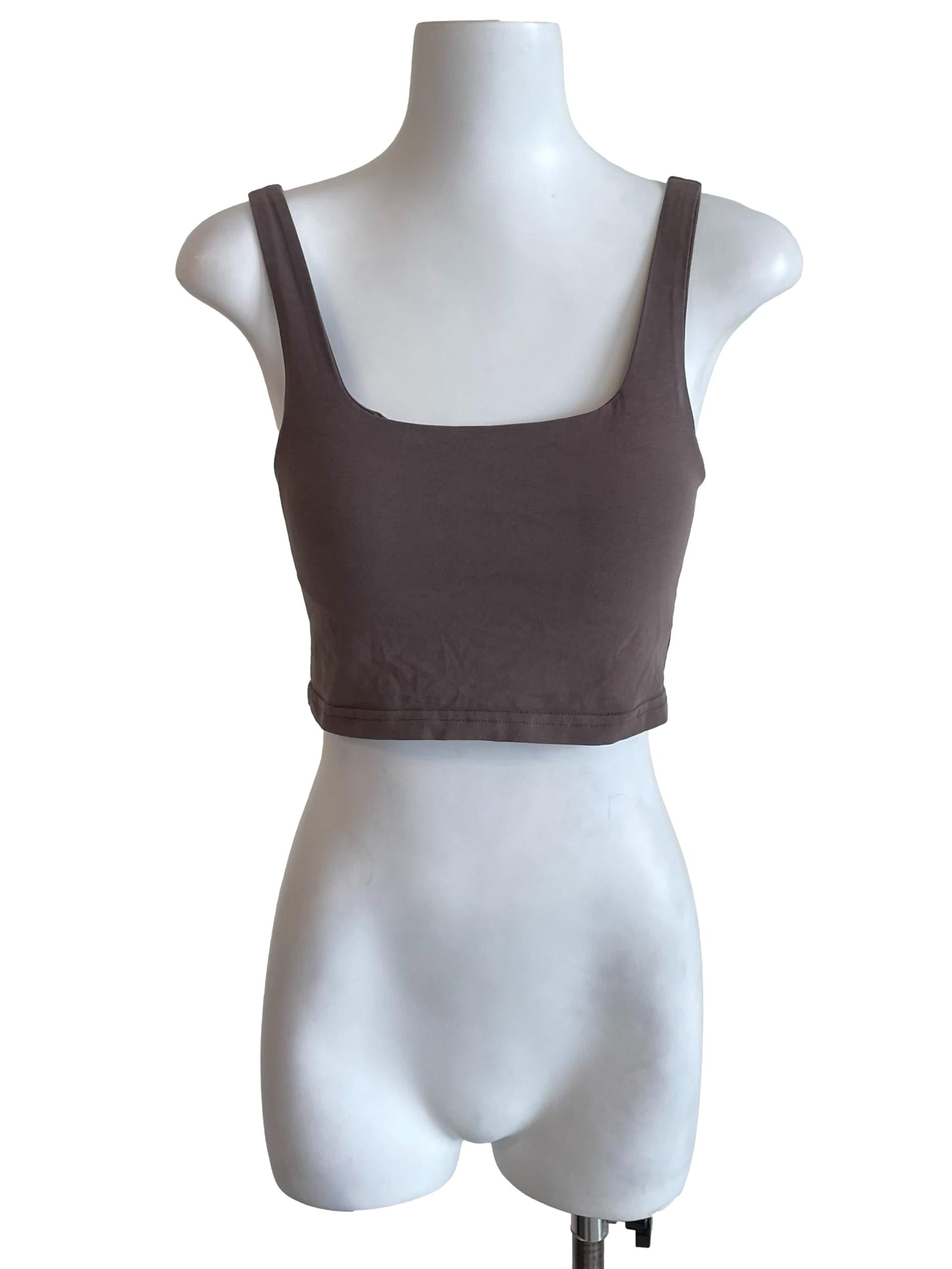 Ash Brown Square Neck Crop Top