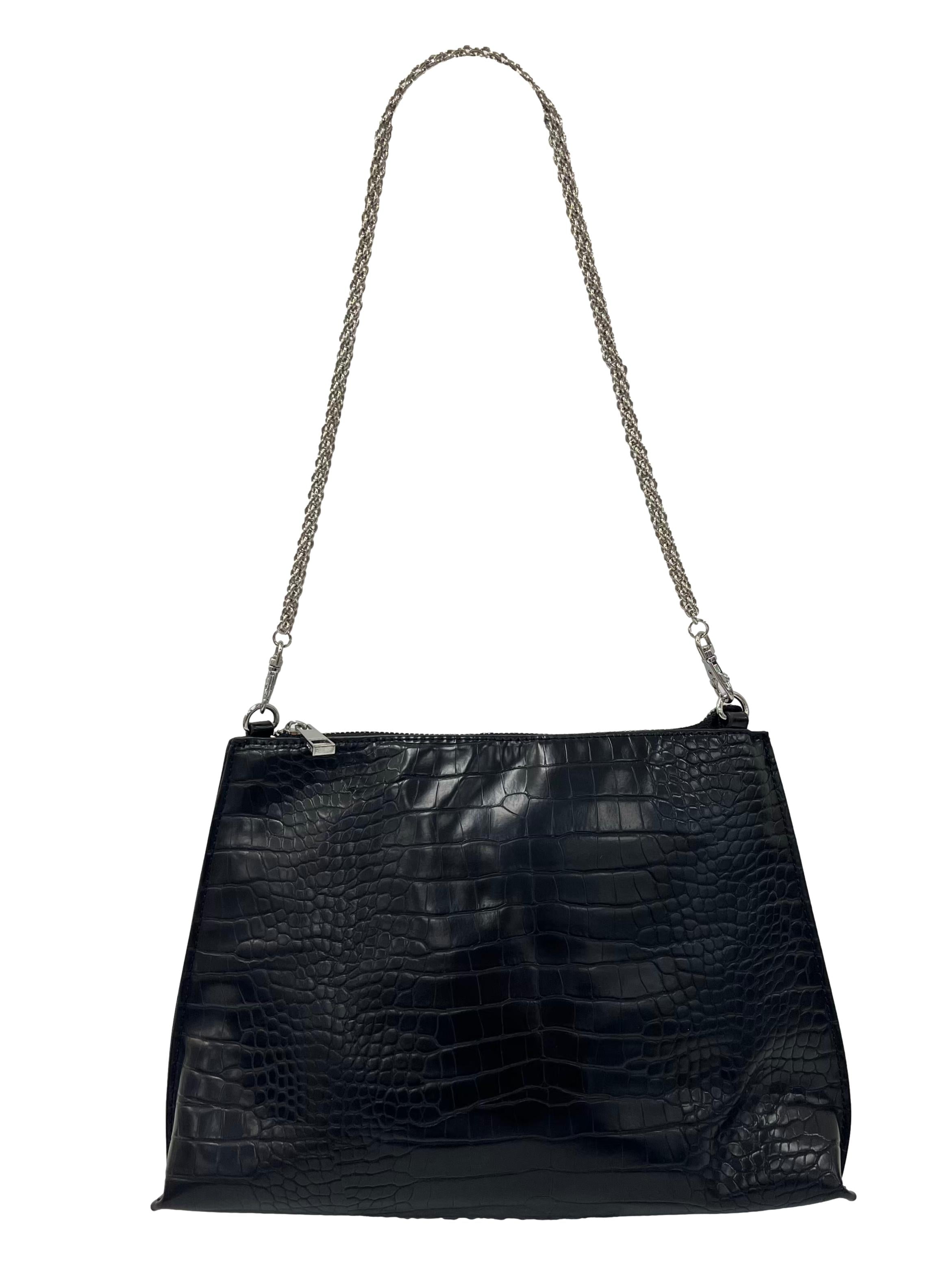 Black PU Leather Aldo Shoulder Bag With Interchangeable Straps CSN