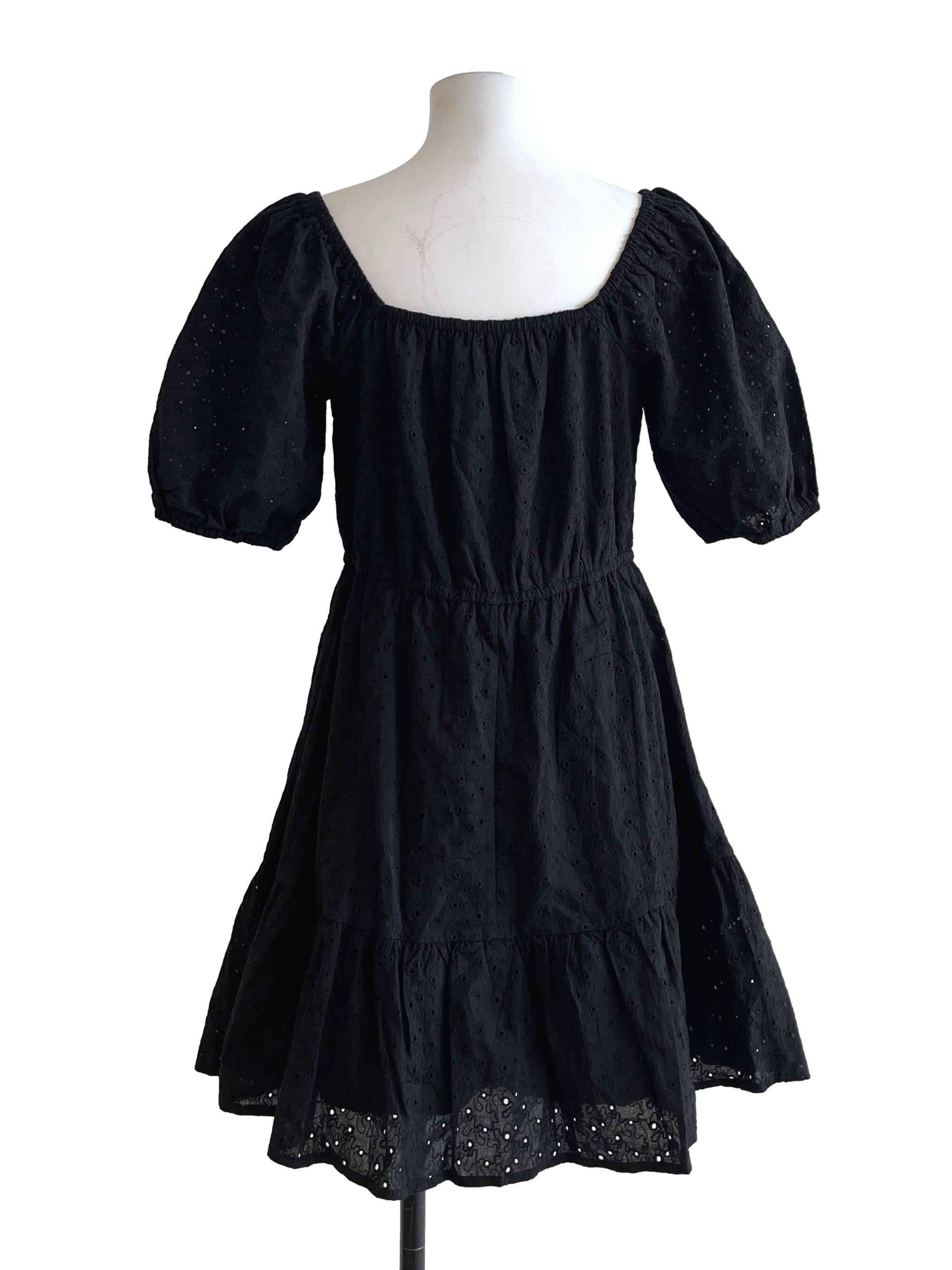Jet Black Square Short Sleeve Dress