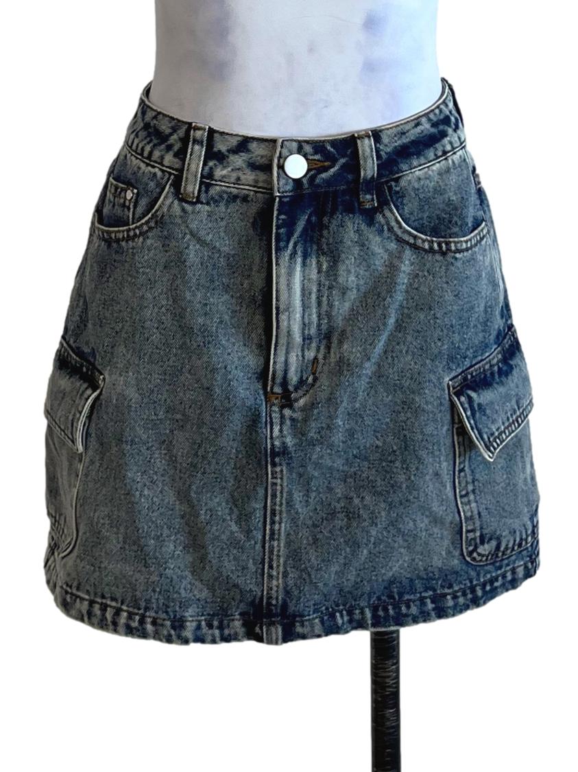 Blue Denim High-Waisted Mini Skirt