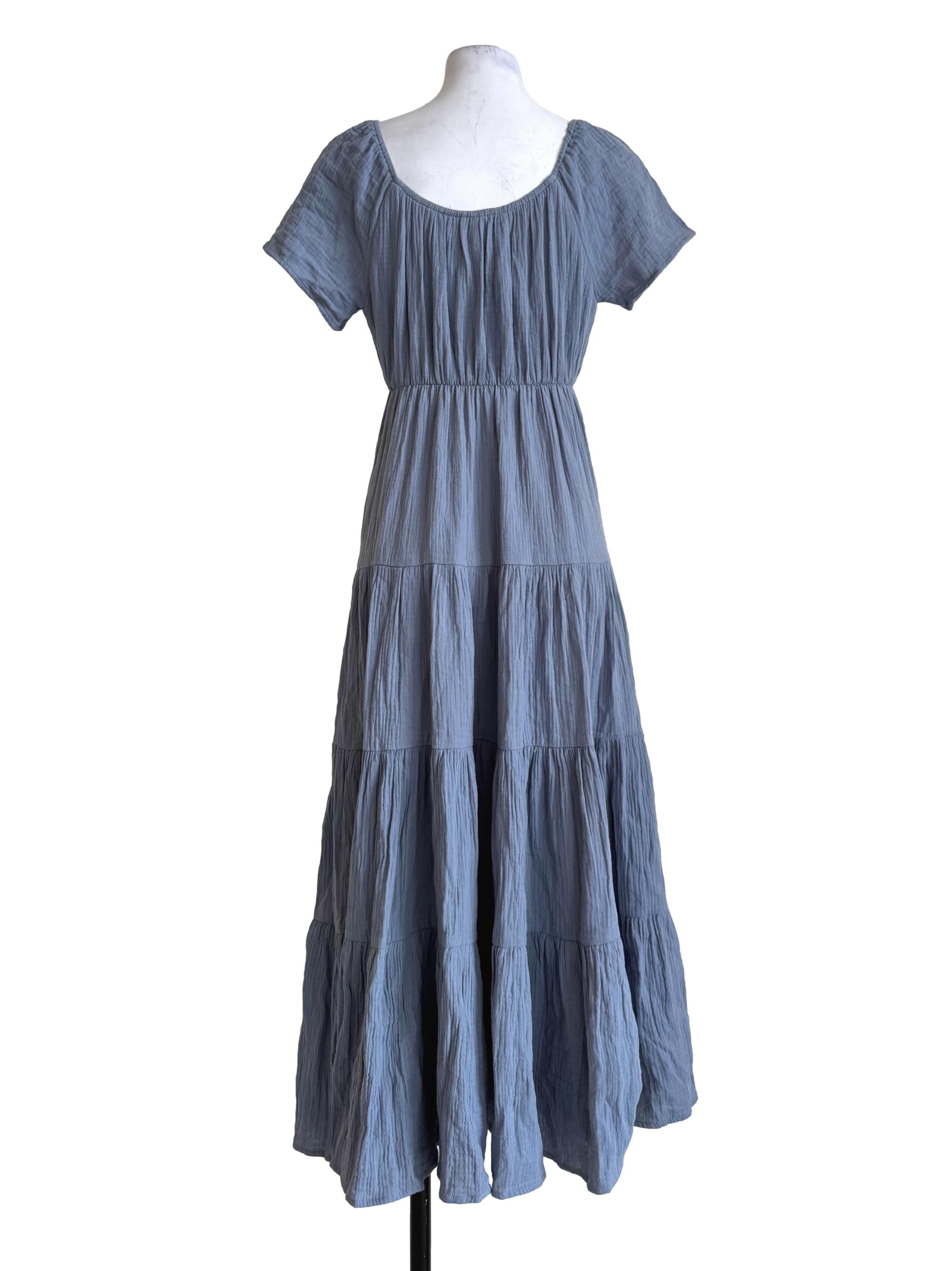 Dusk Blue Tiered Maxi Dress