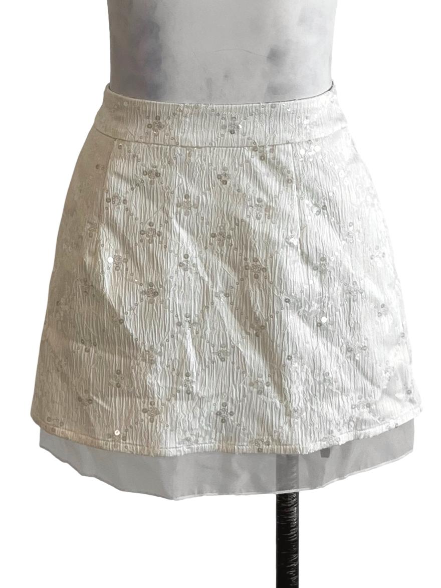 White High-Waisted Mini Skirt