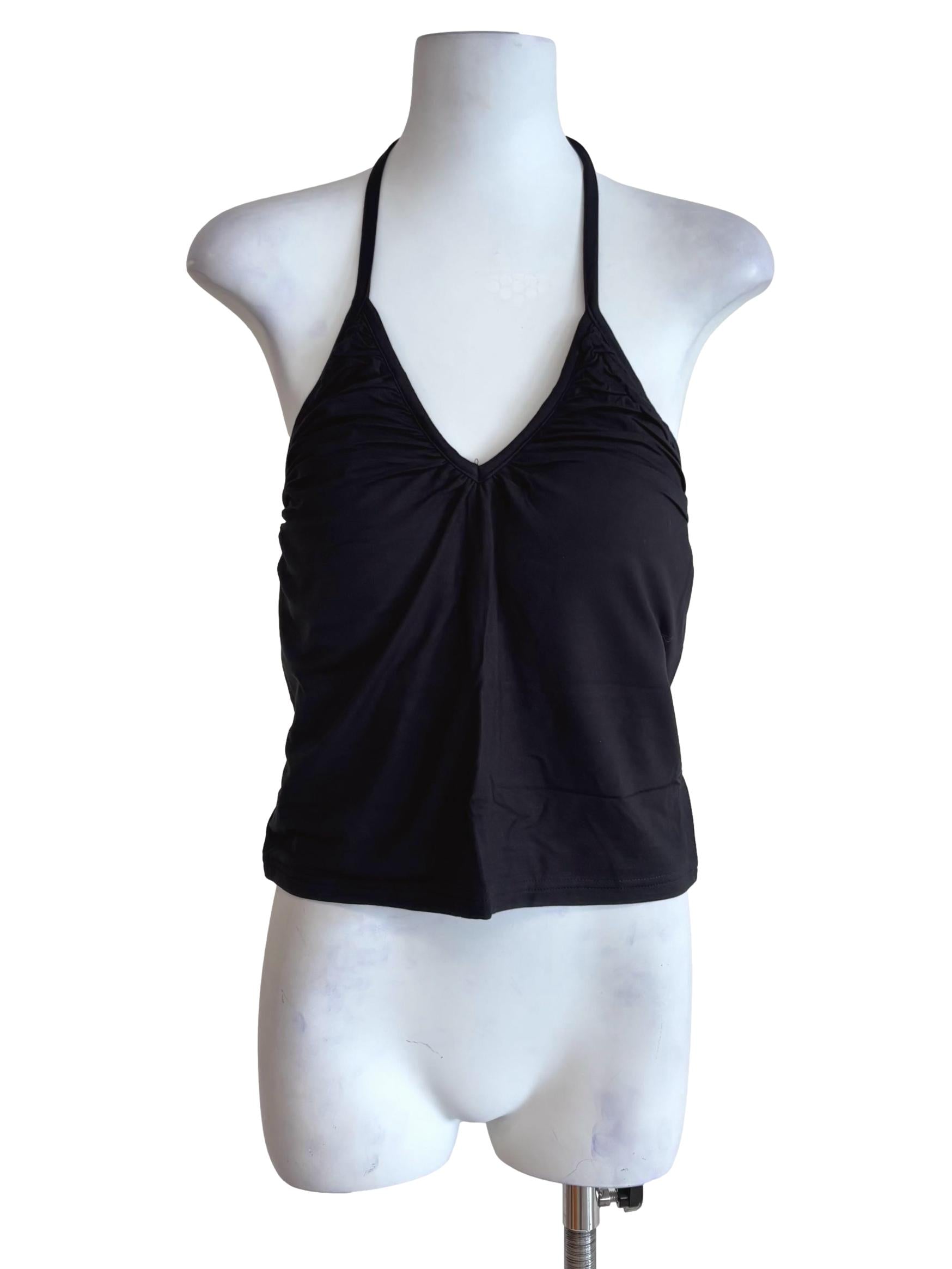 Black Celestine Ruched Halter Padded Top