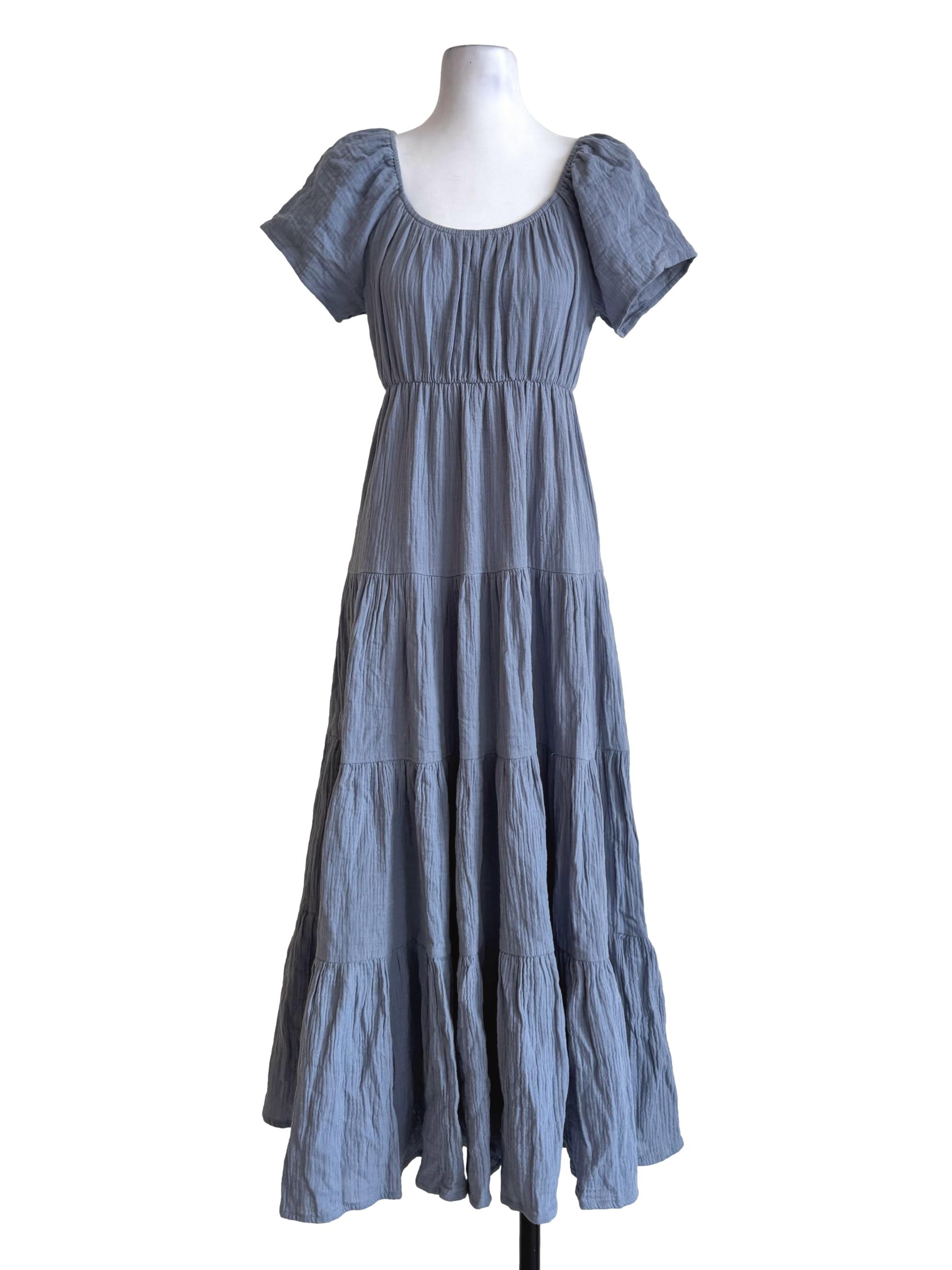 Dusk Blue Tiered Maxi Dress