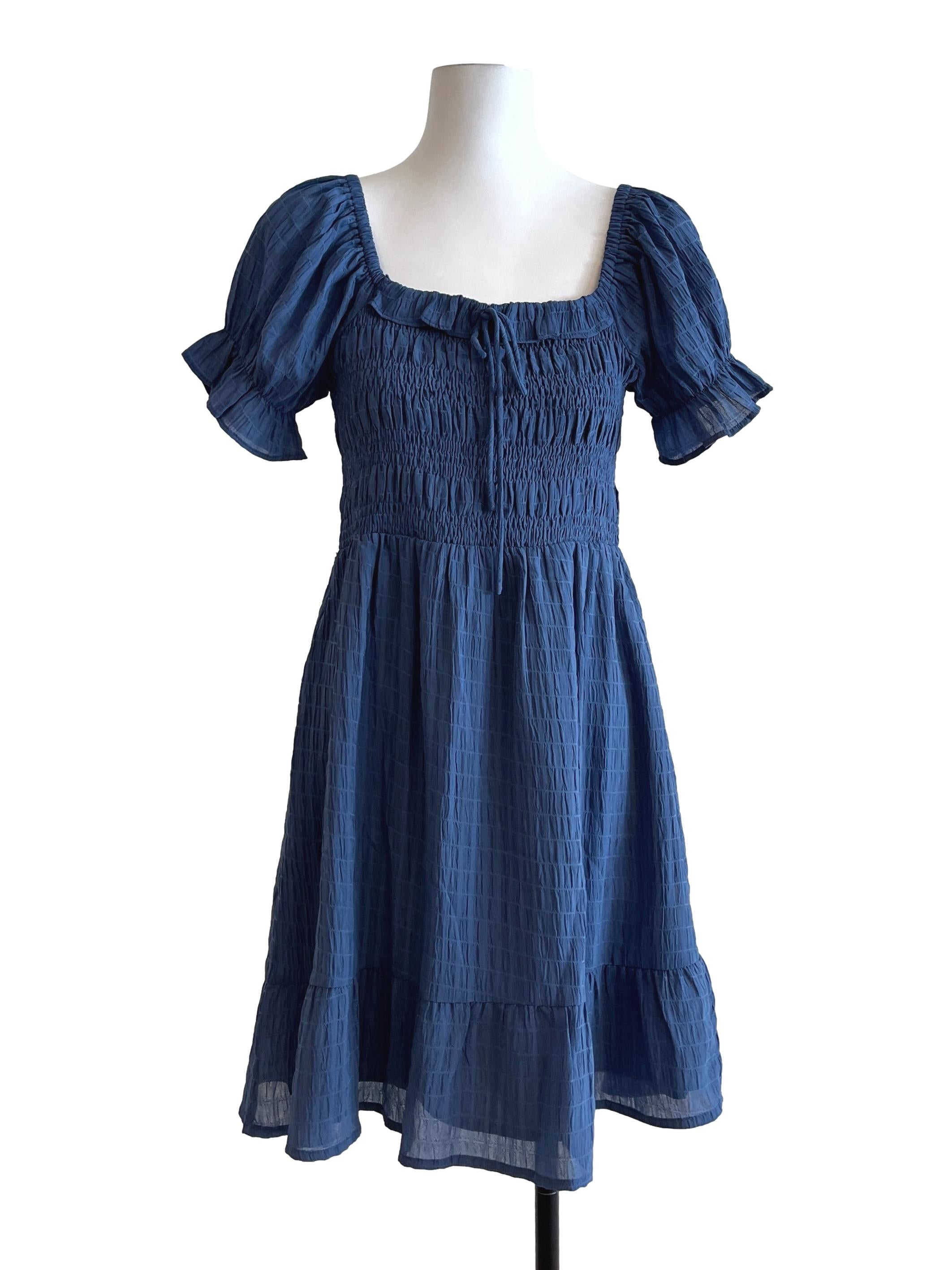 Navy Blue Square Mini Dress