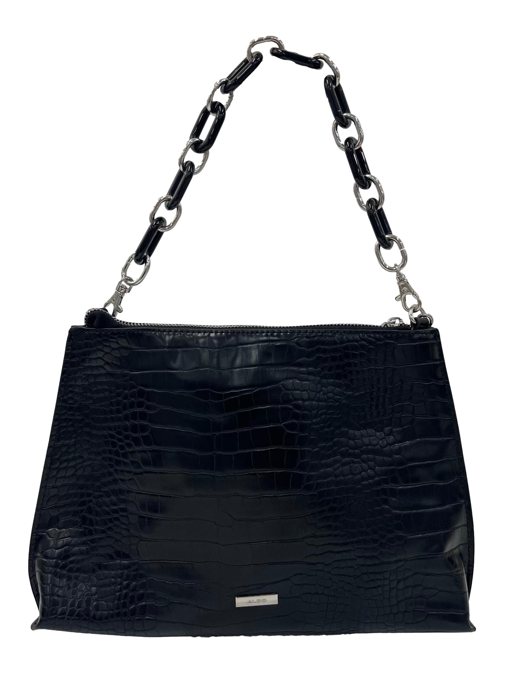 Black PU Leather Aldo Shoulder Bag With Interchangeable Straps CSN