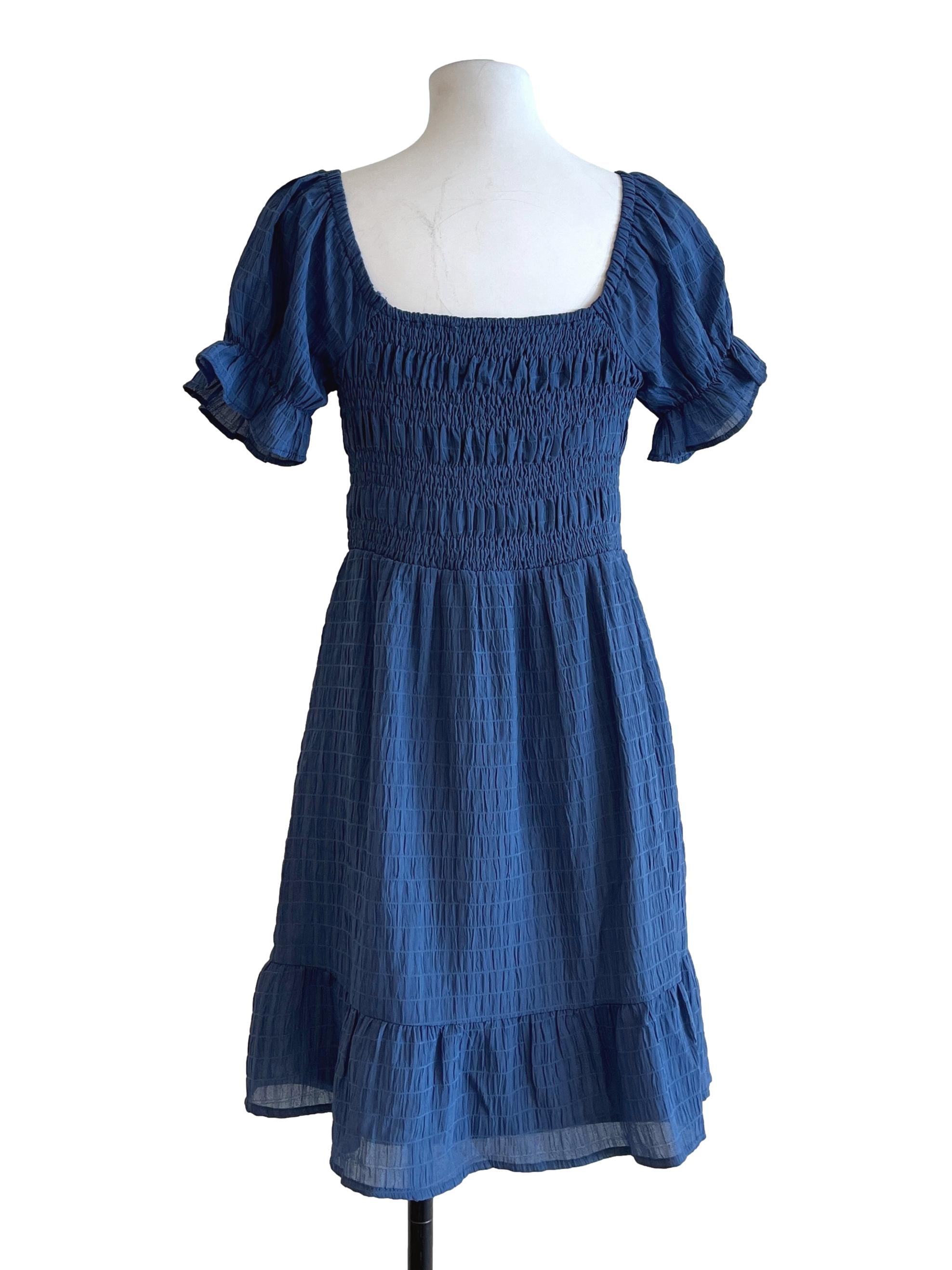 Navy Blue Square Mini Dress