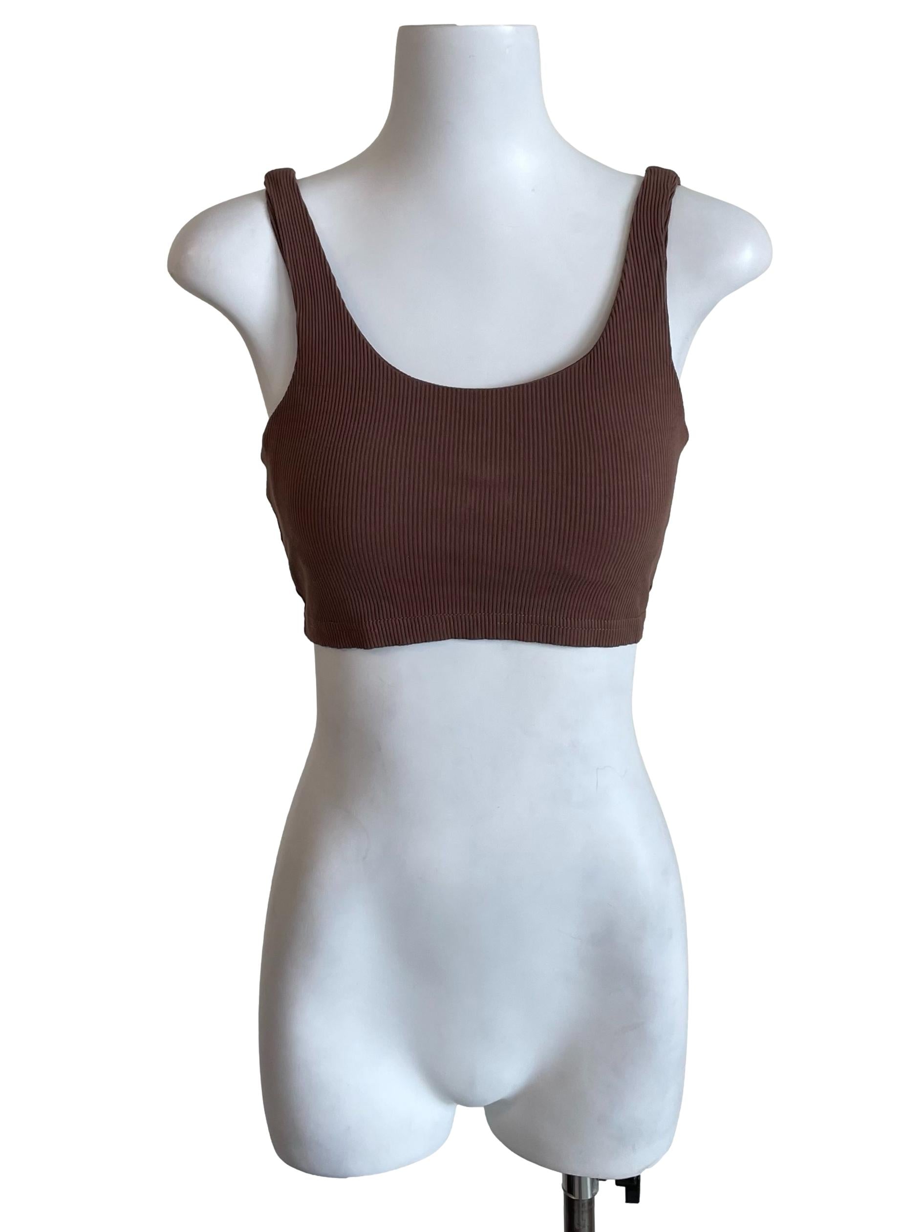 Mocha Brown Ribbed Tube Tank Top