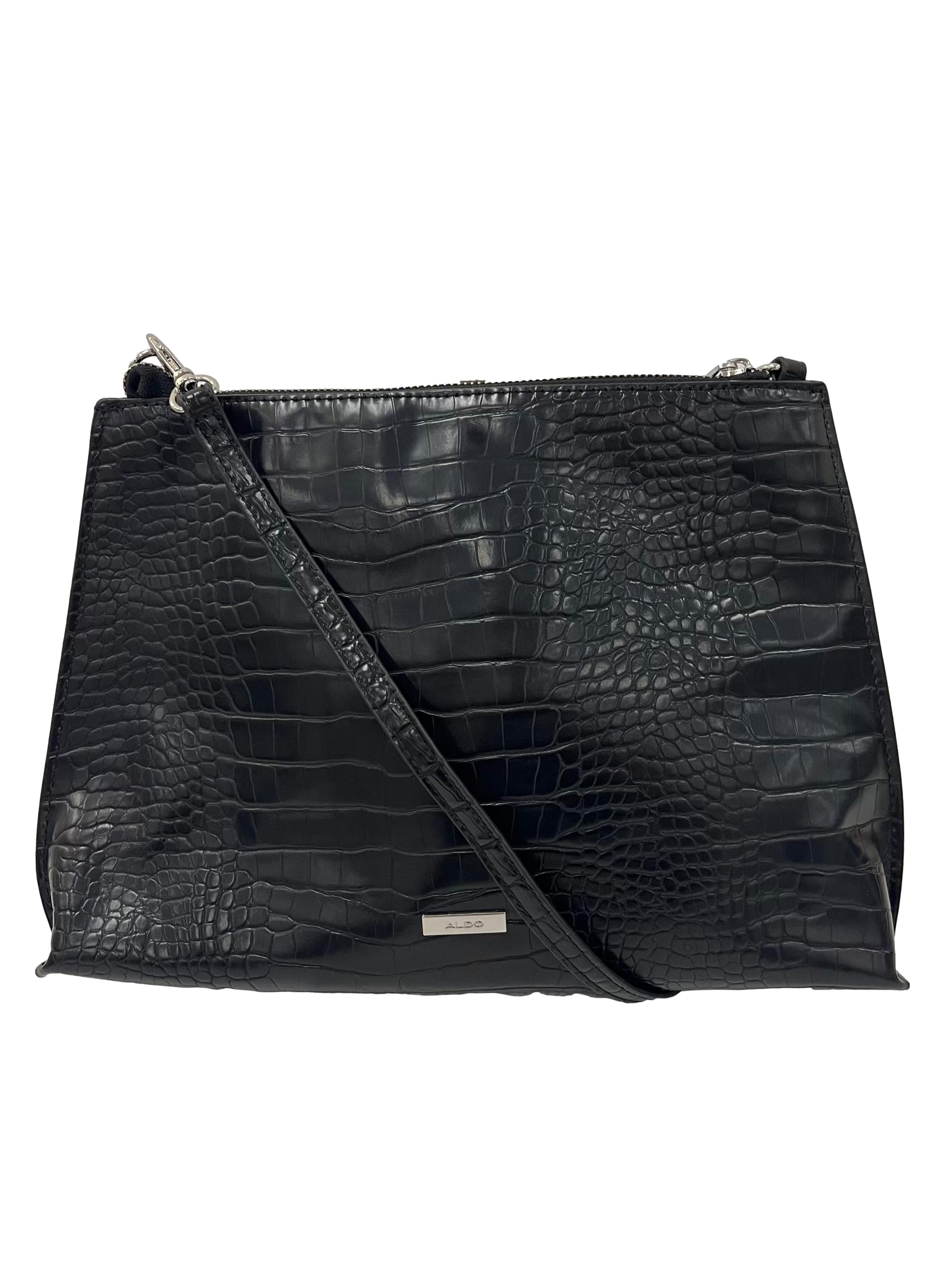 Black PU Leather Aldo Shoulder Bag With Interchangeable Straps CSN