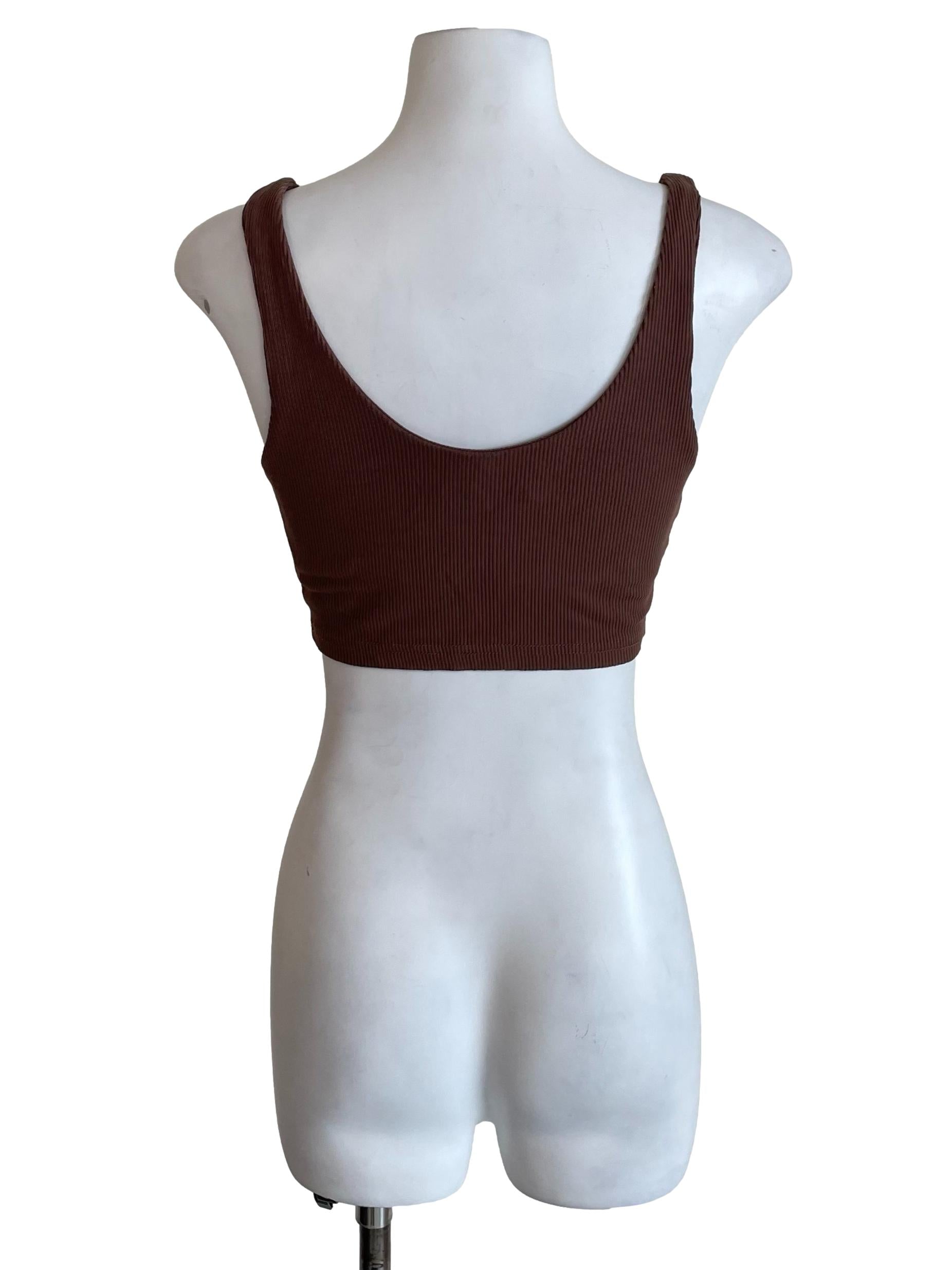 Mocha Brown Ribbed Tube Tank Top
