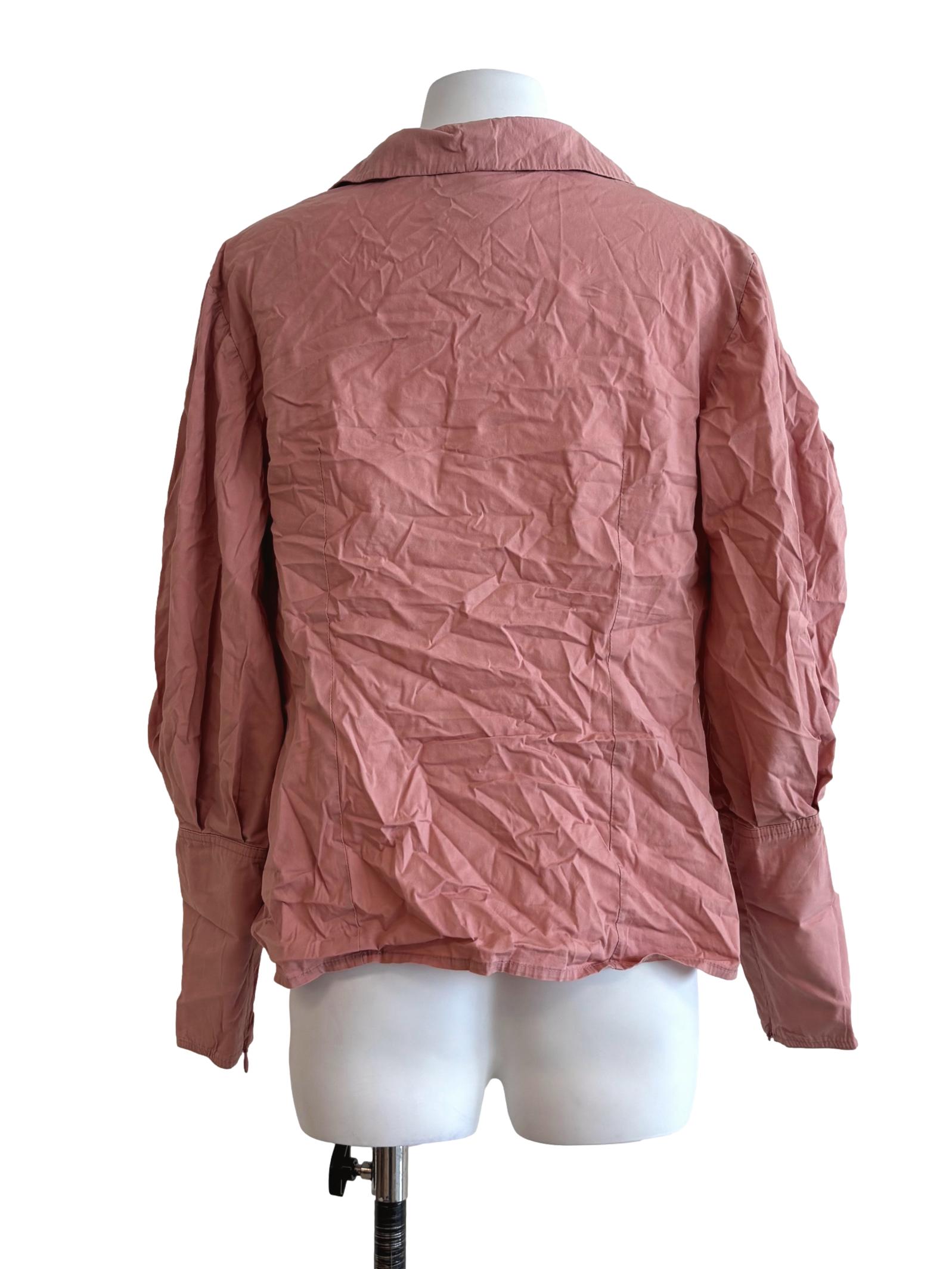 Blush Pink Zip Up Cotton Blouse