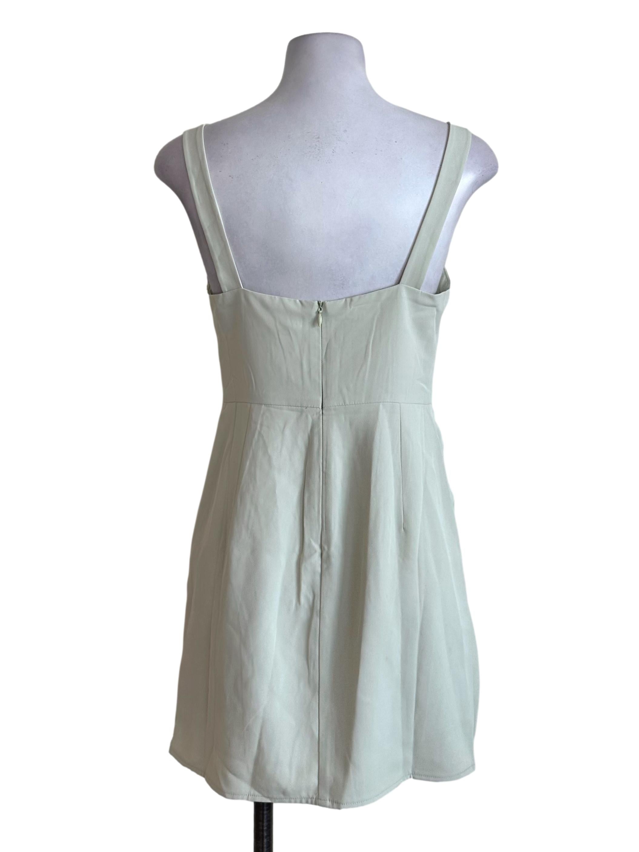Pastel Green Knot Drape Square Neck Dress