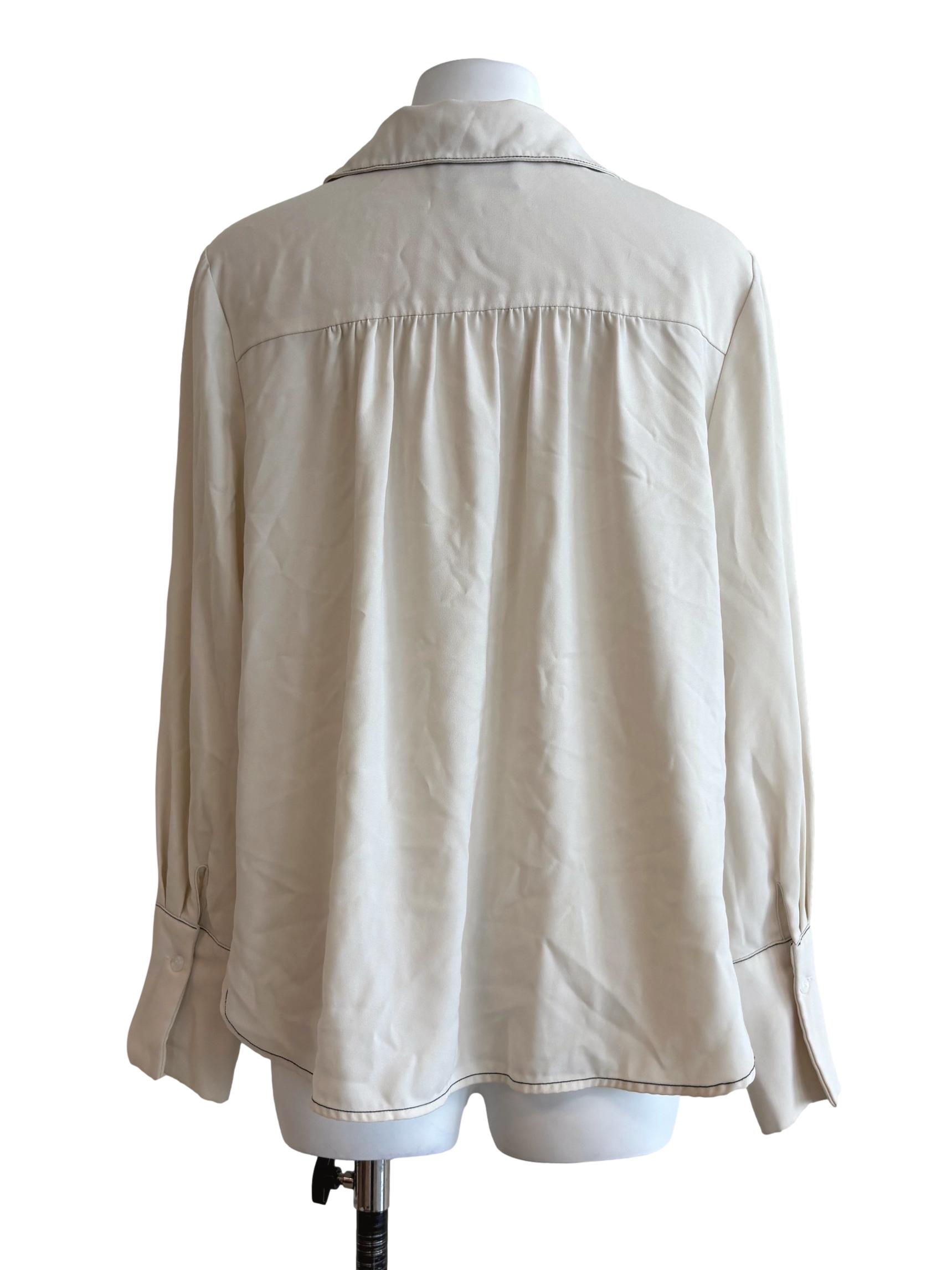 Pearl White Ribbon Blouse