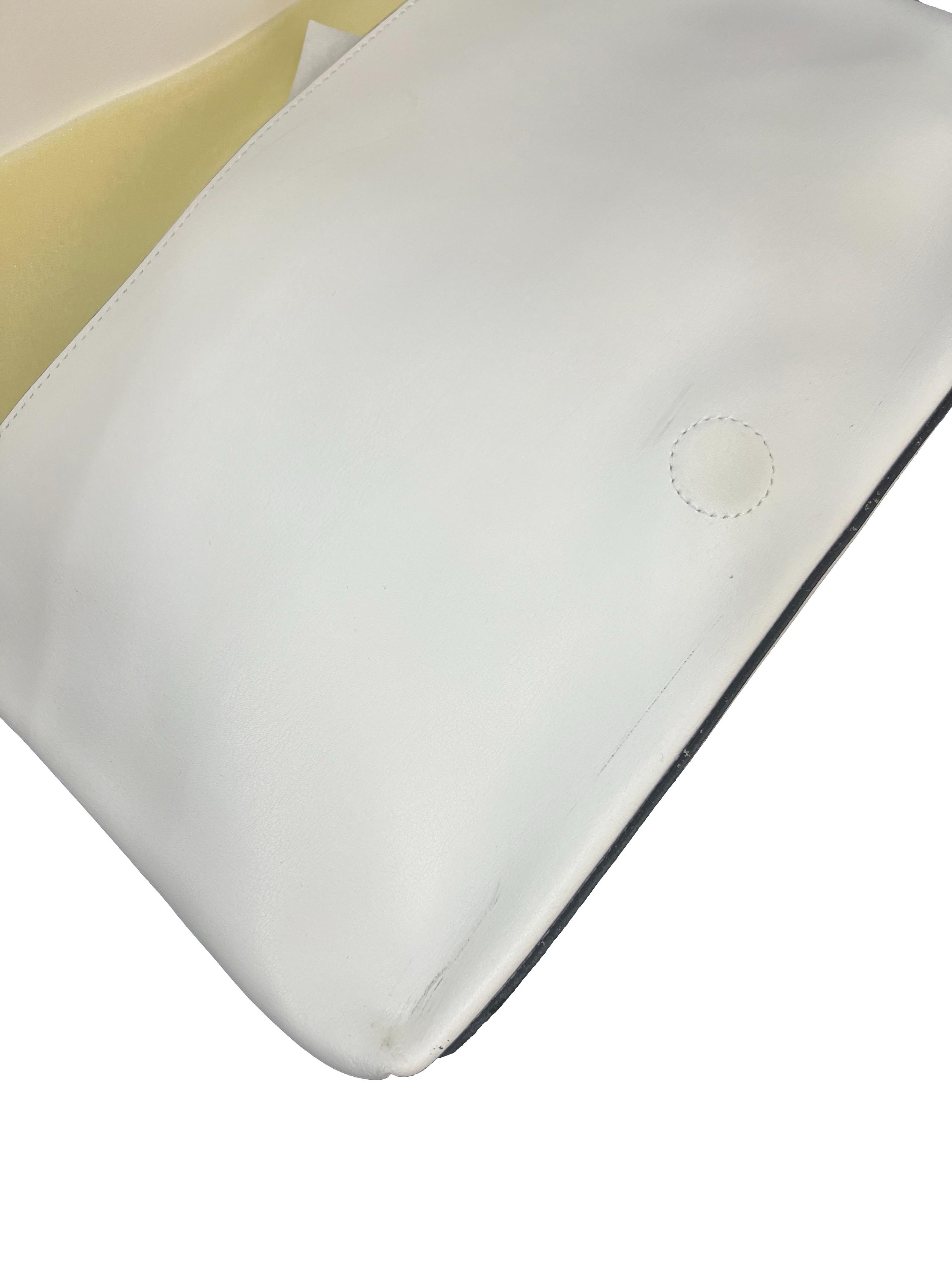 White Monochrome Fold Over Clutch