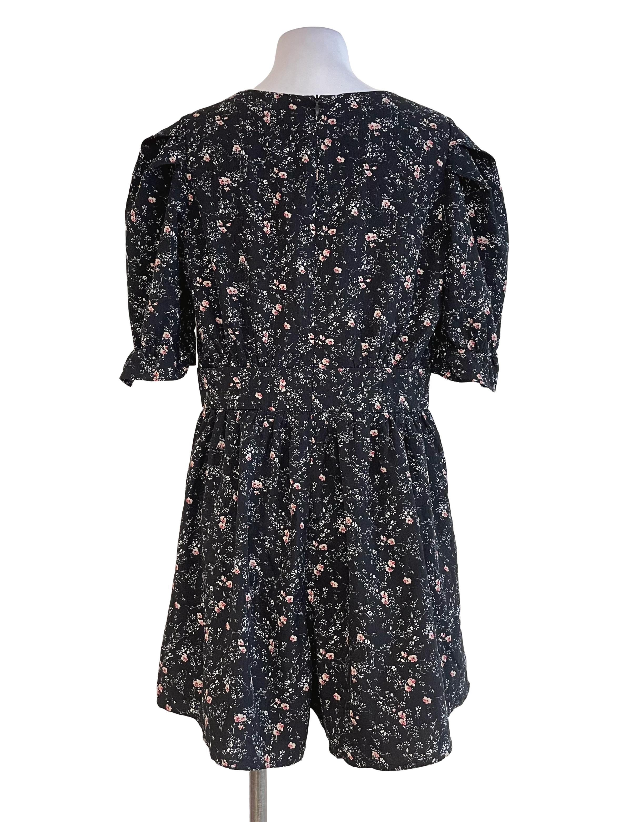 Black Floral Bouffont Romper TCL
