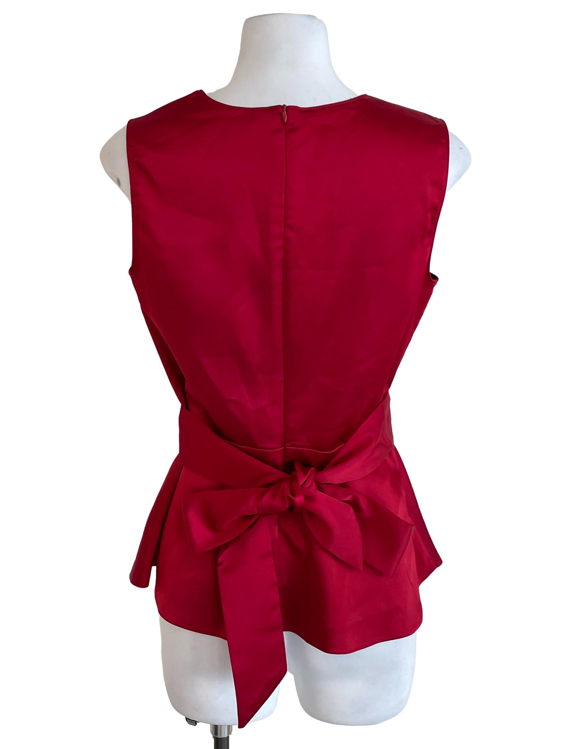 Scarlet Red Satin Peplum Top