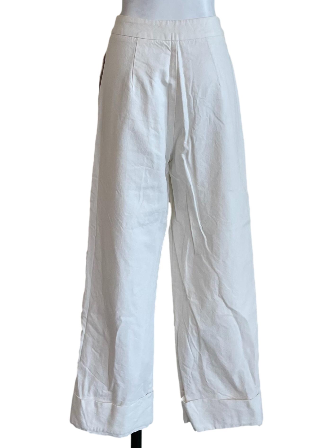 White Cuffed Straight Jeans