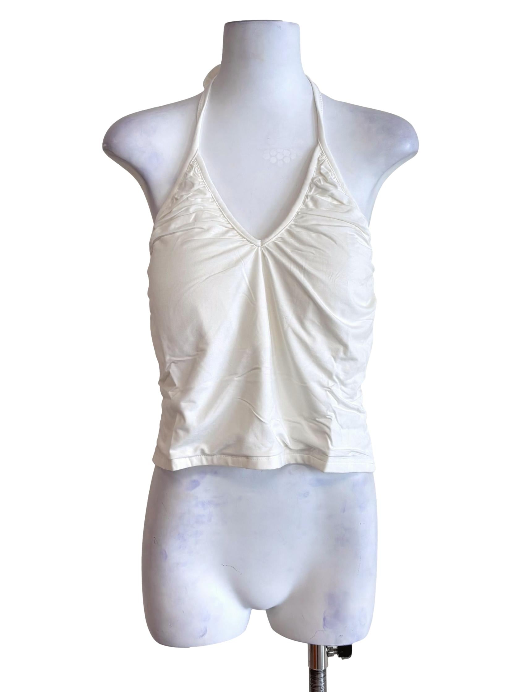 White Celestine Ruched Halter Padded Top
