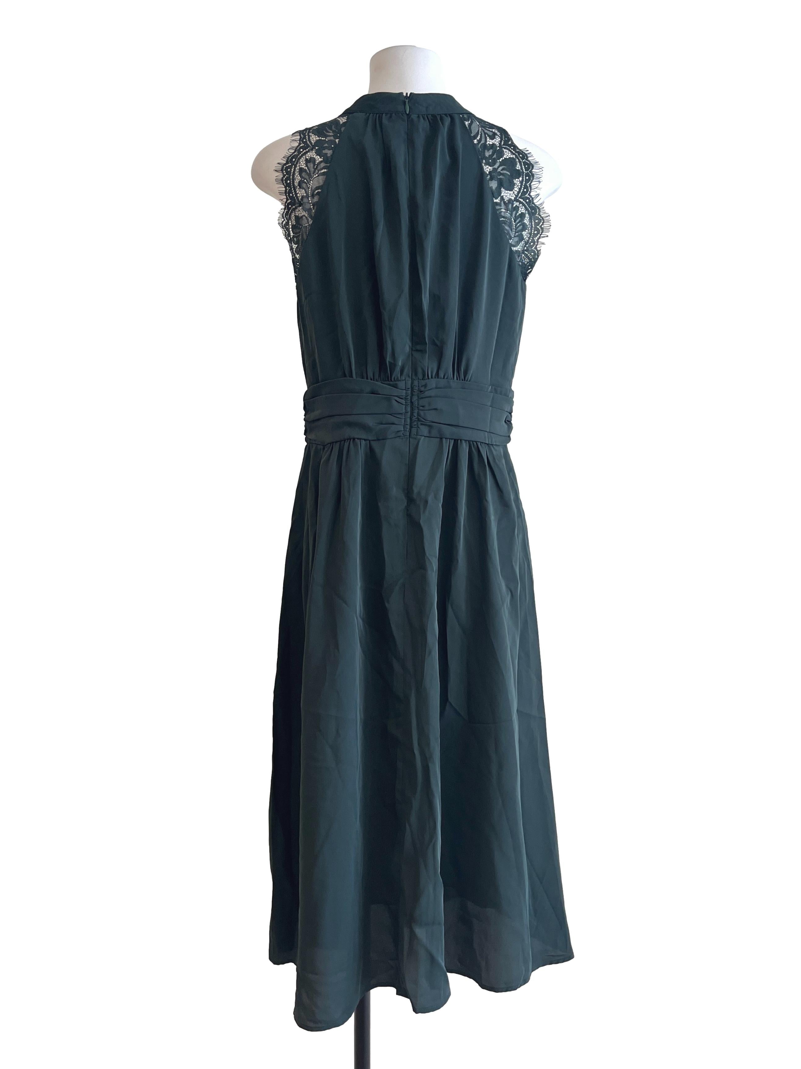 Emerald Green High Neck Sleeveless Dress
