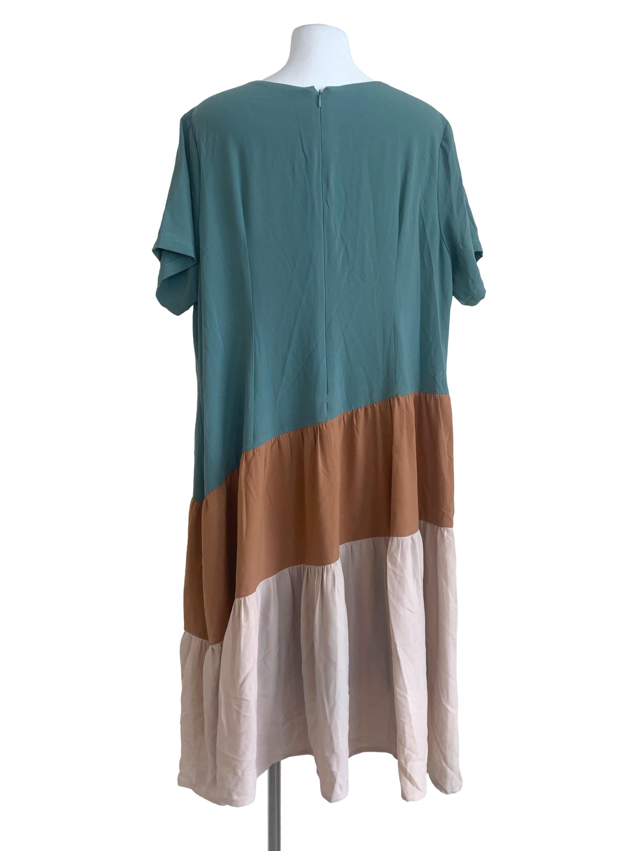 Teal Blue V Neck Dress