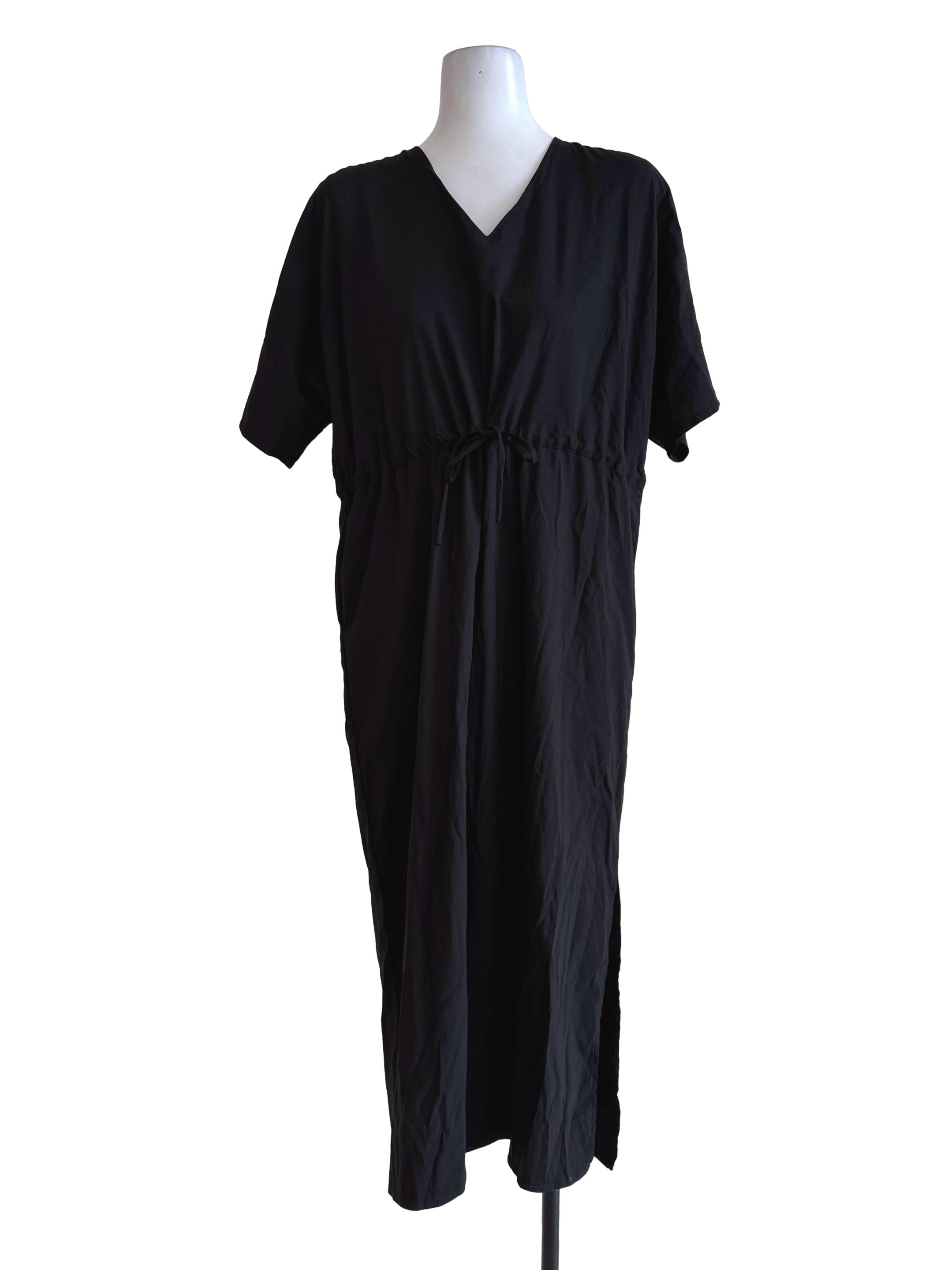 Midnight Black Short Sleeve Shirt Dress