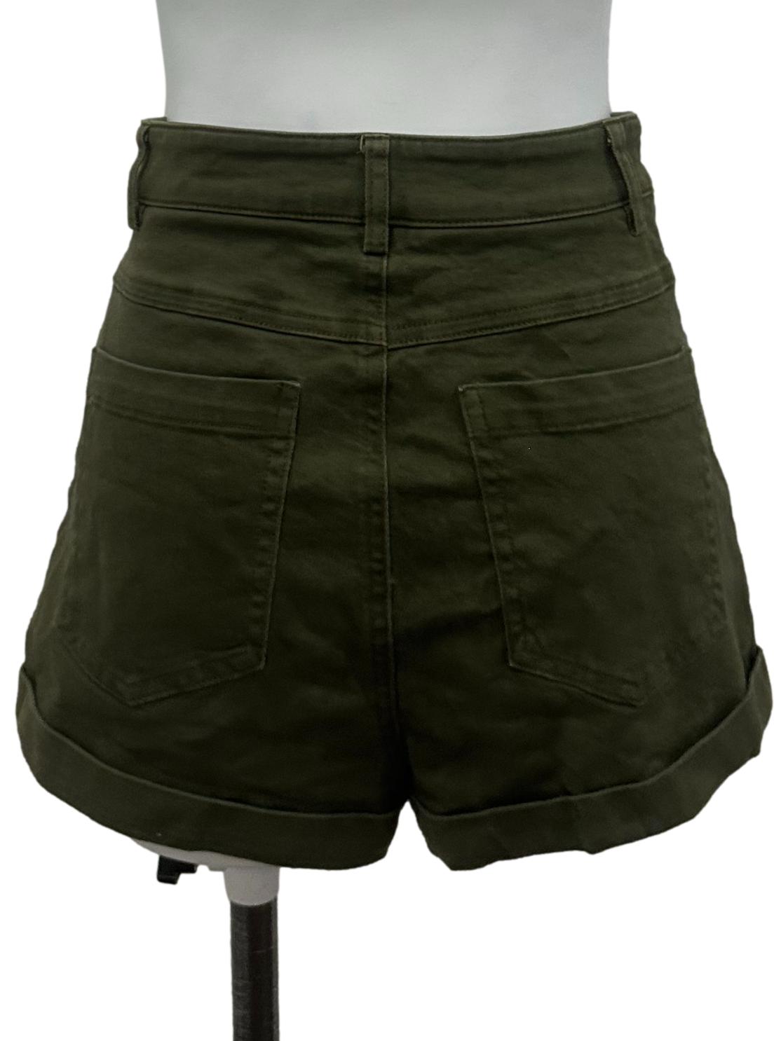 Army Green Denim Shorts