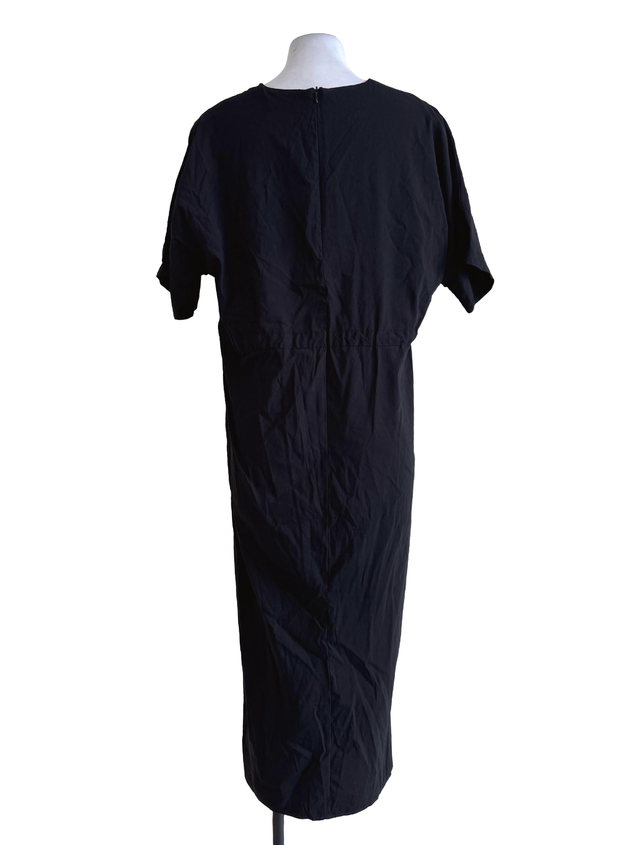 Midnight Black Short Sleeve Shirt Dress
