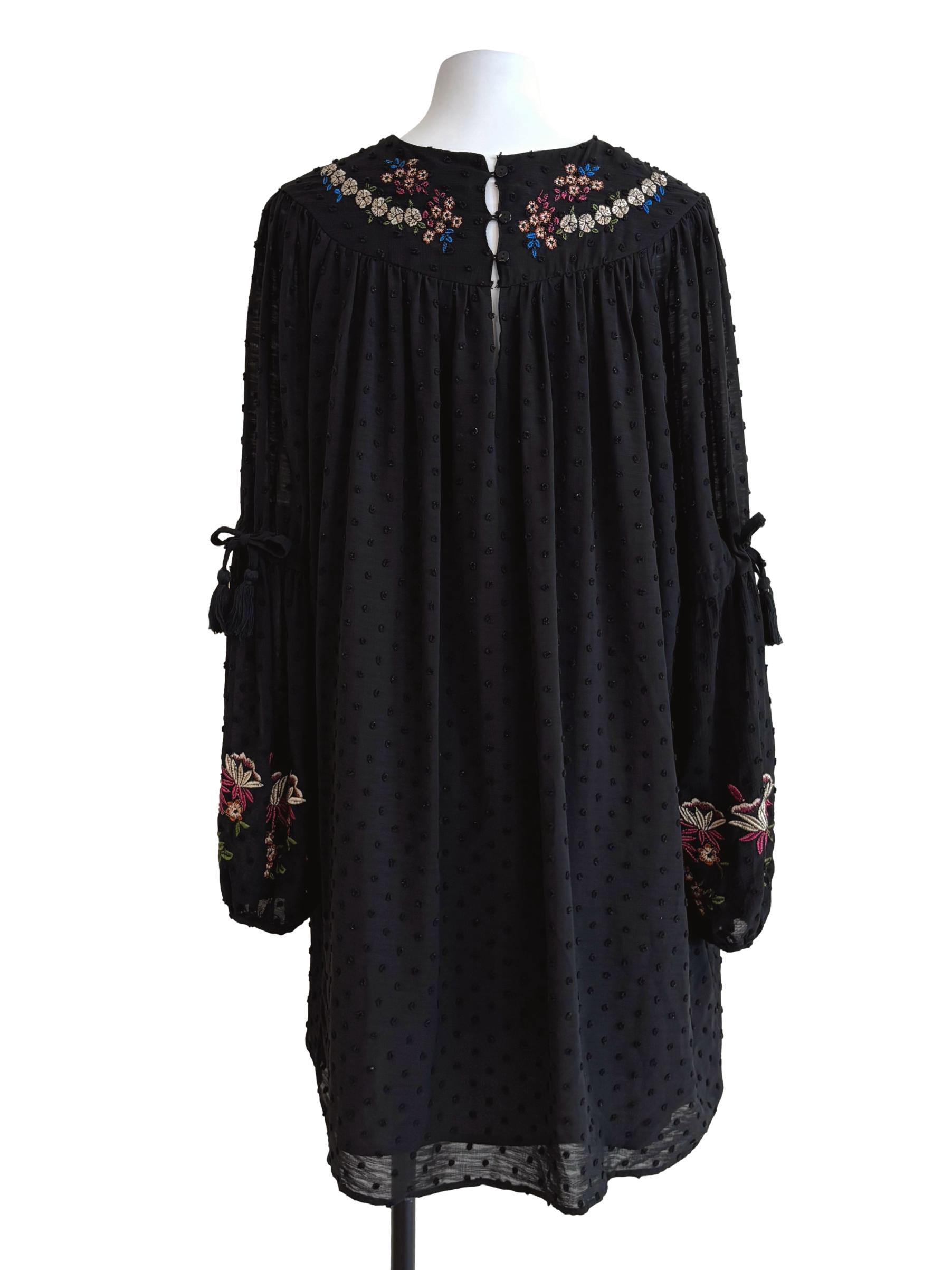 Jet Black Textured Shift Dress