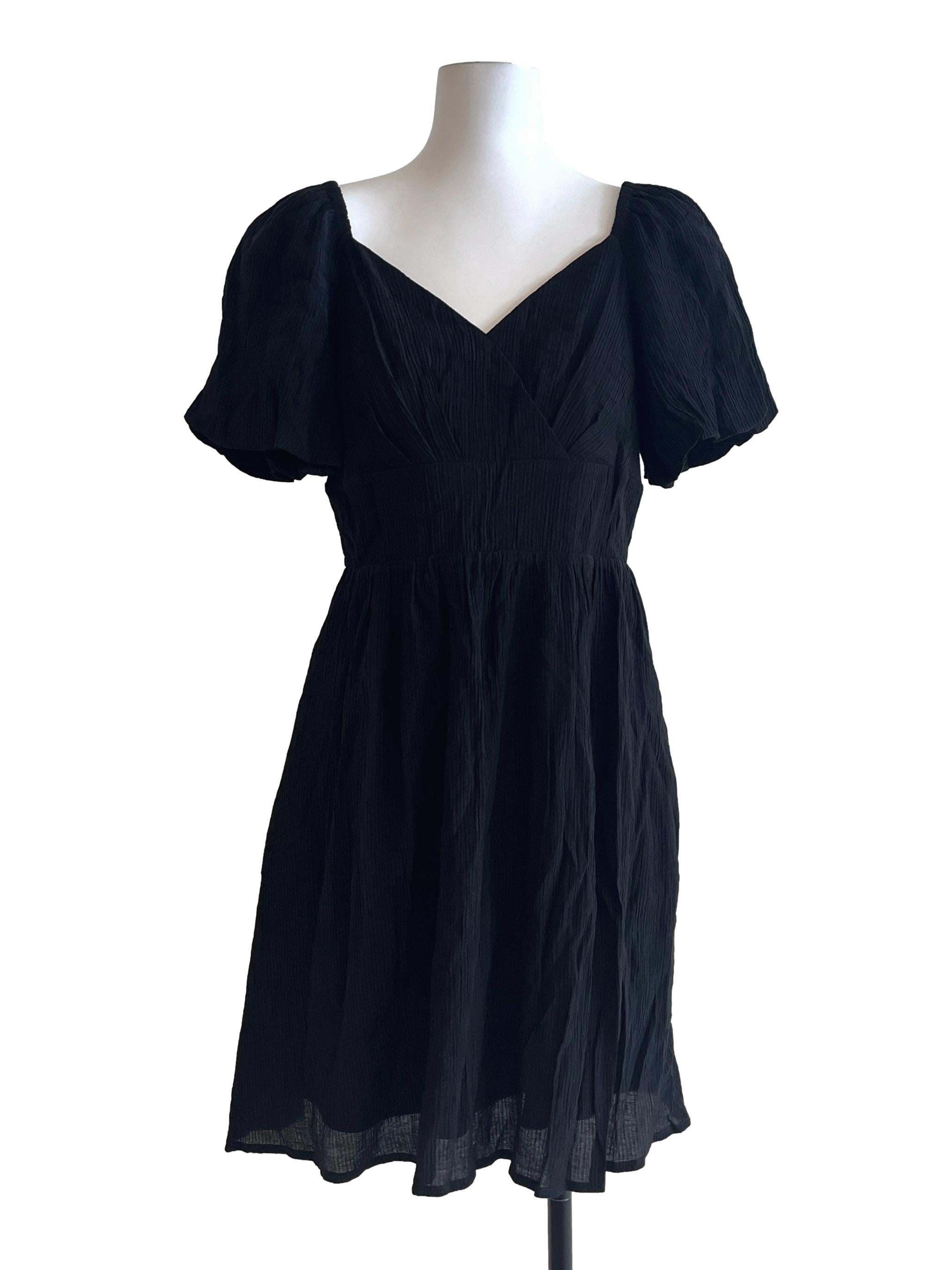 Jet Black Queen Anne Mini Dress