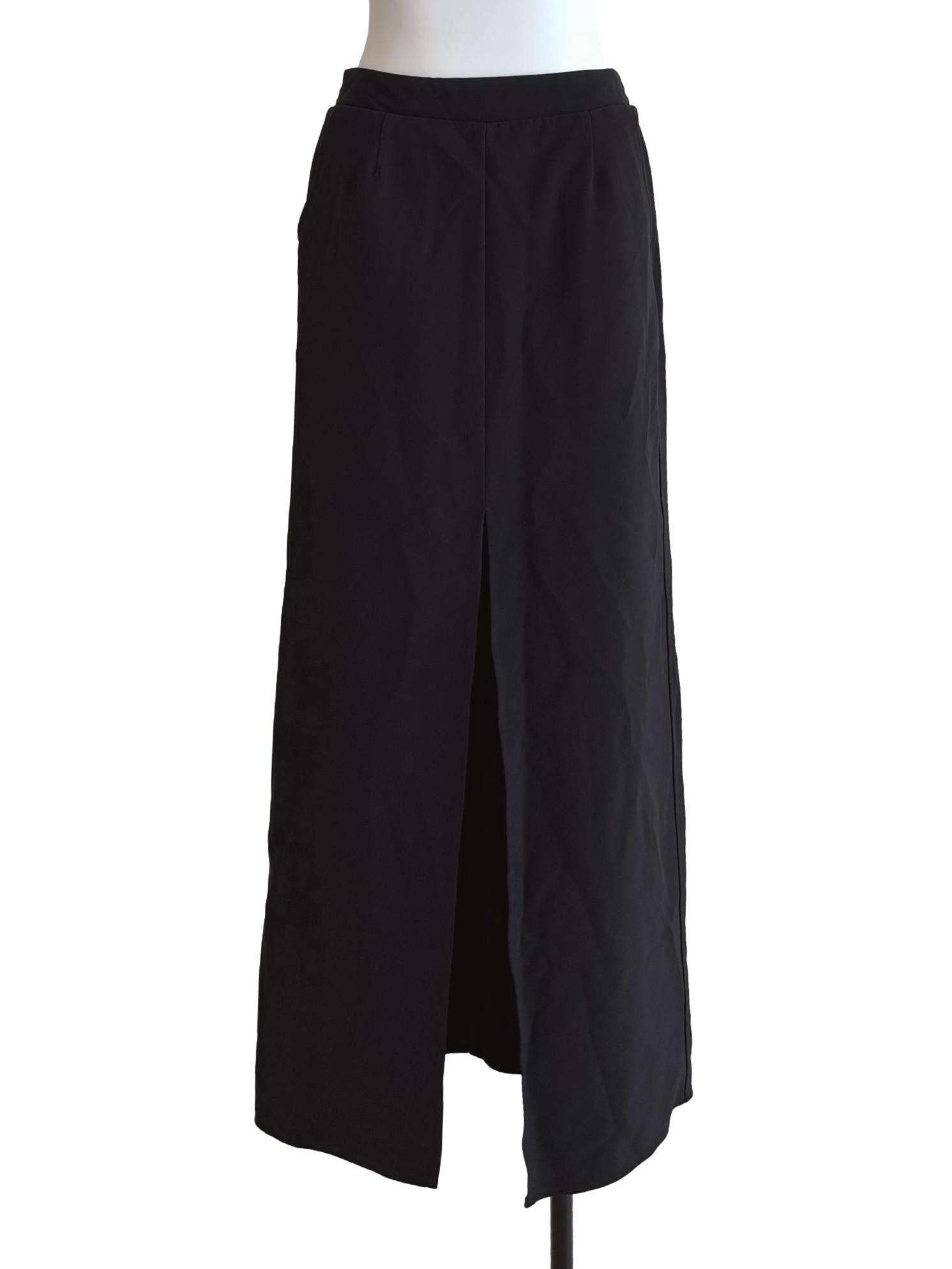Onyx Black Slit Maxi Skirt