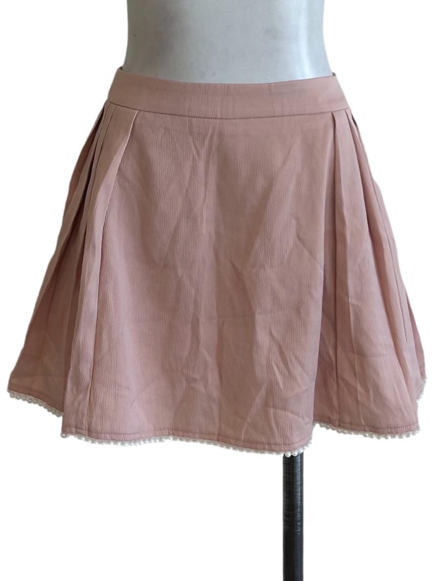 Flamingo Pink Textured Pleated Skirt
