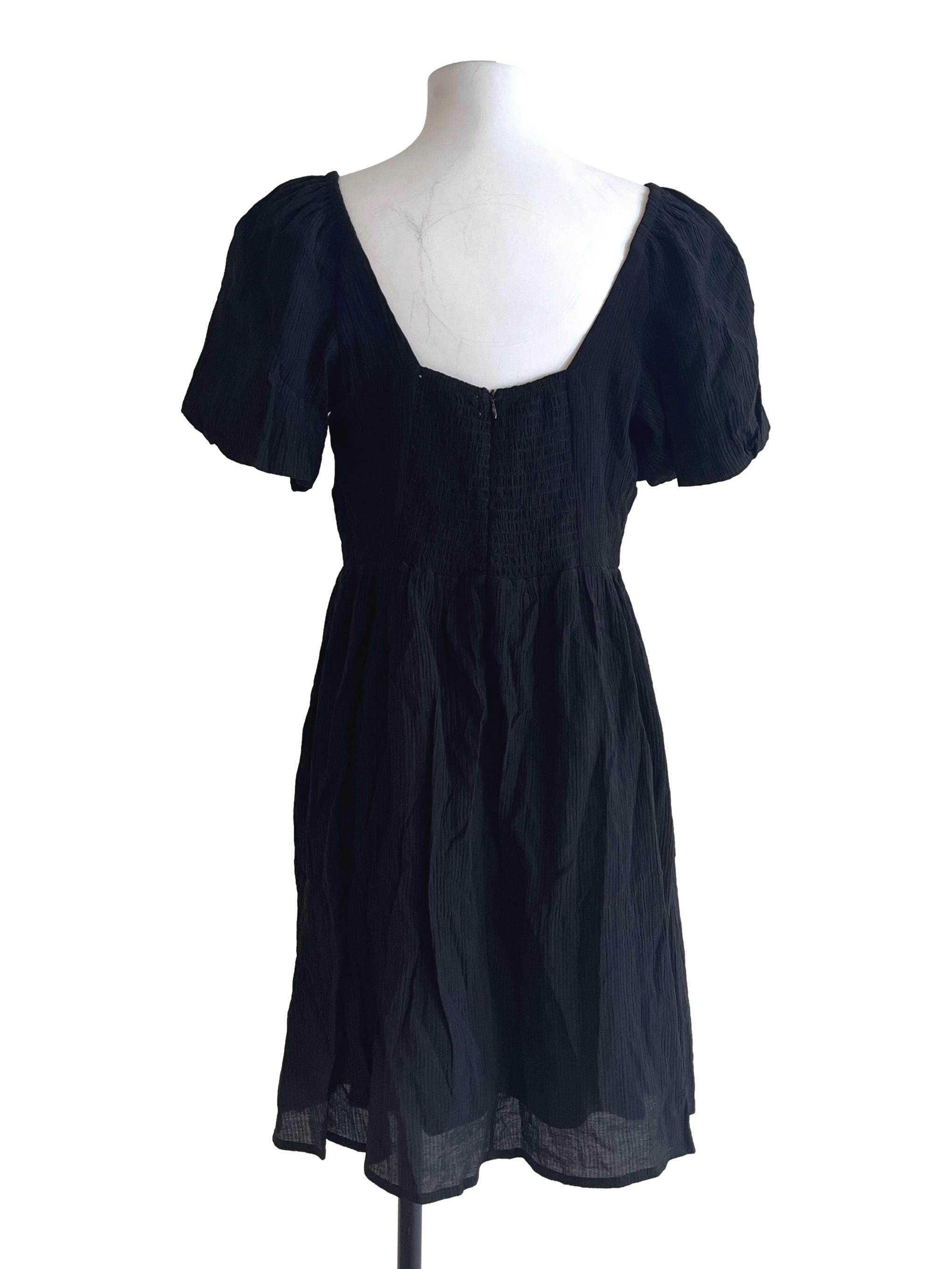 Jet Black Queen Anne Mini Dress