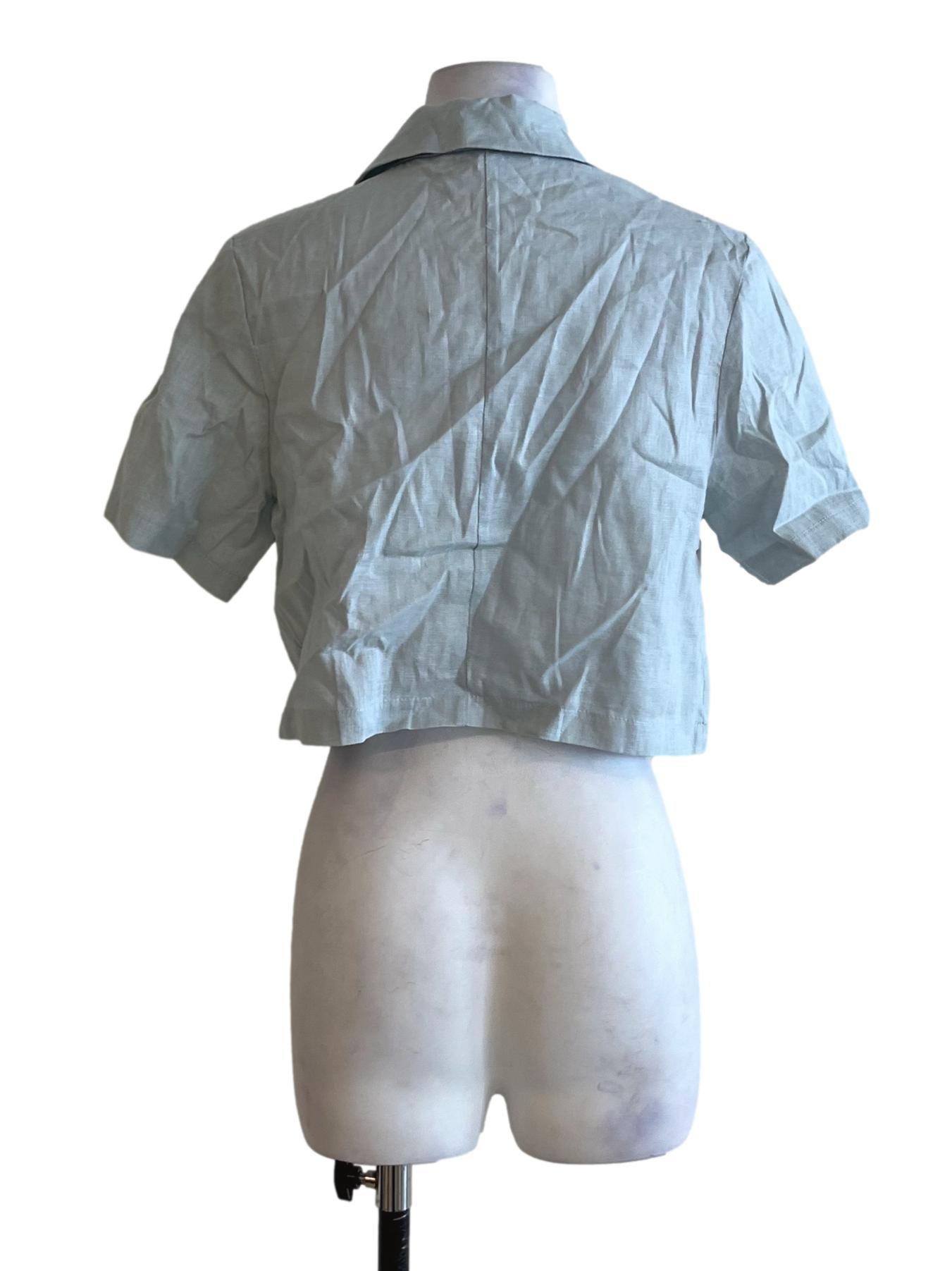 Sky Blue Wing Collar Blouse TEM
