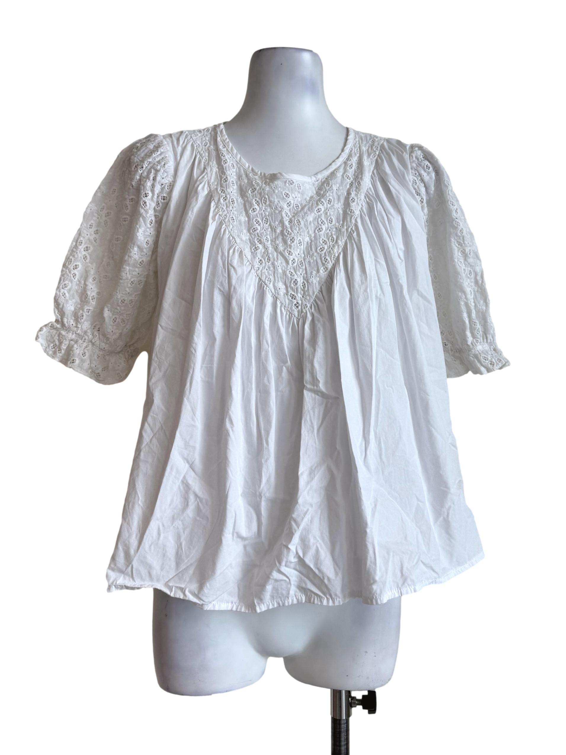 Snow White Eyelet Sleeve Blouse TWL