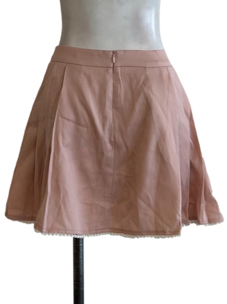 Flamingo Pink Textured Pleated Skirt
