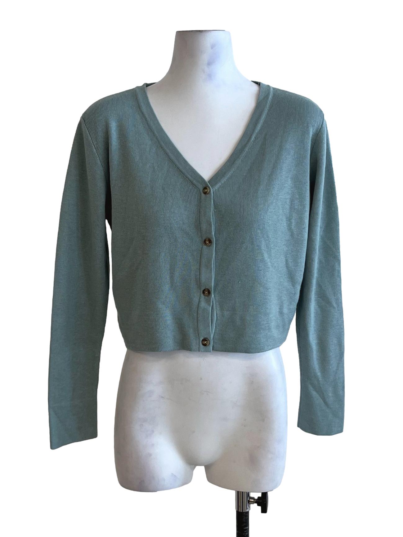 Teal Blue V-Neckline Cardigan LB