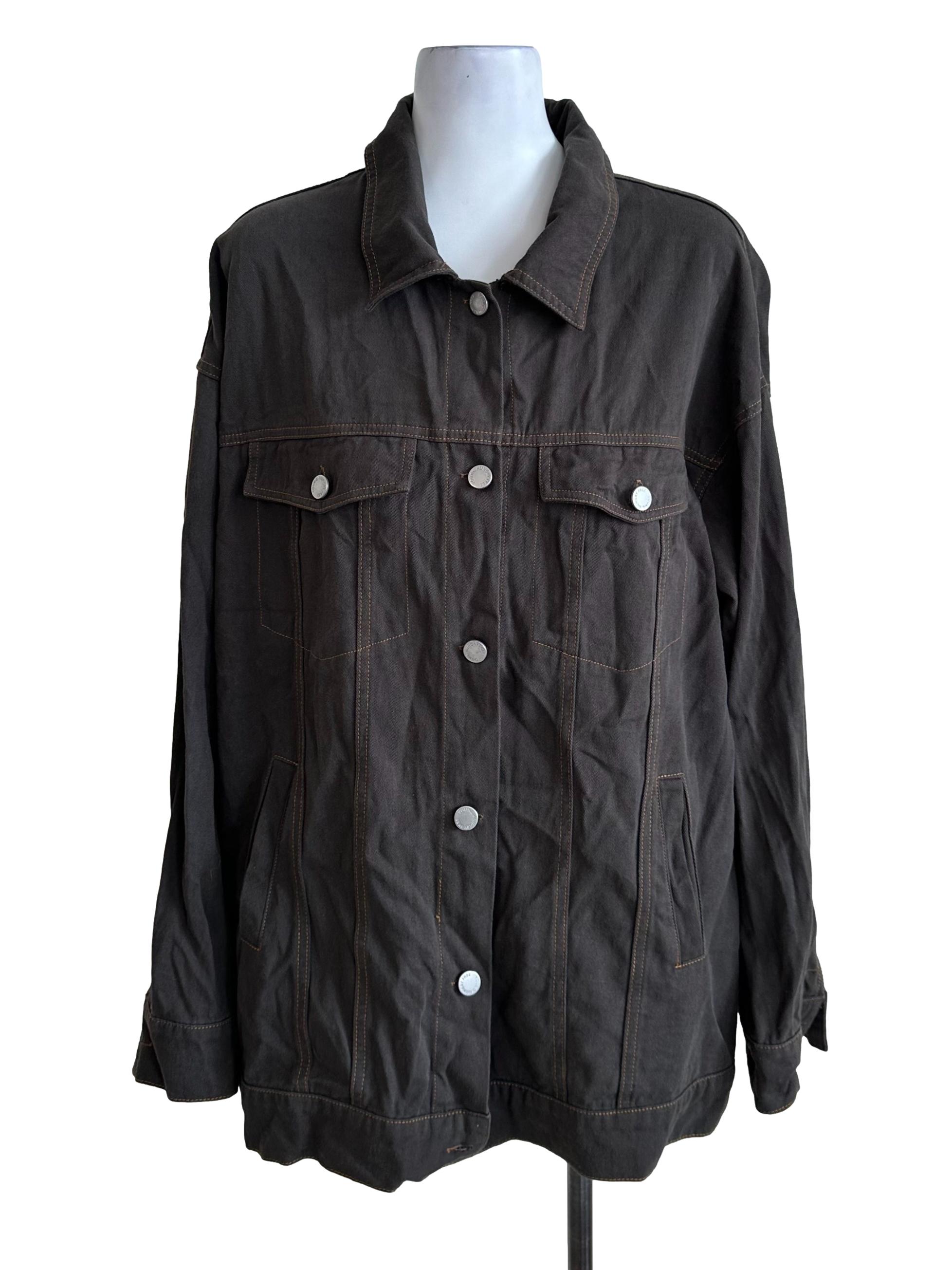Charcoal Grey Denim Collar Jacket