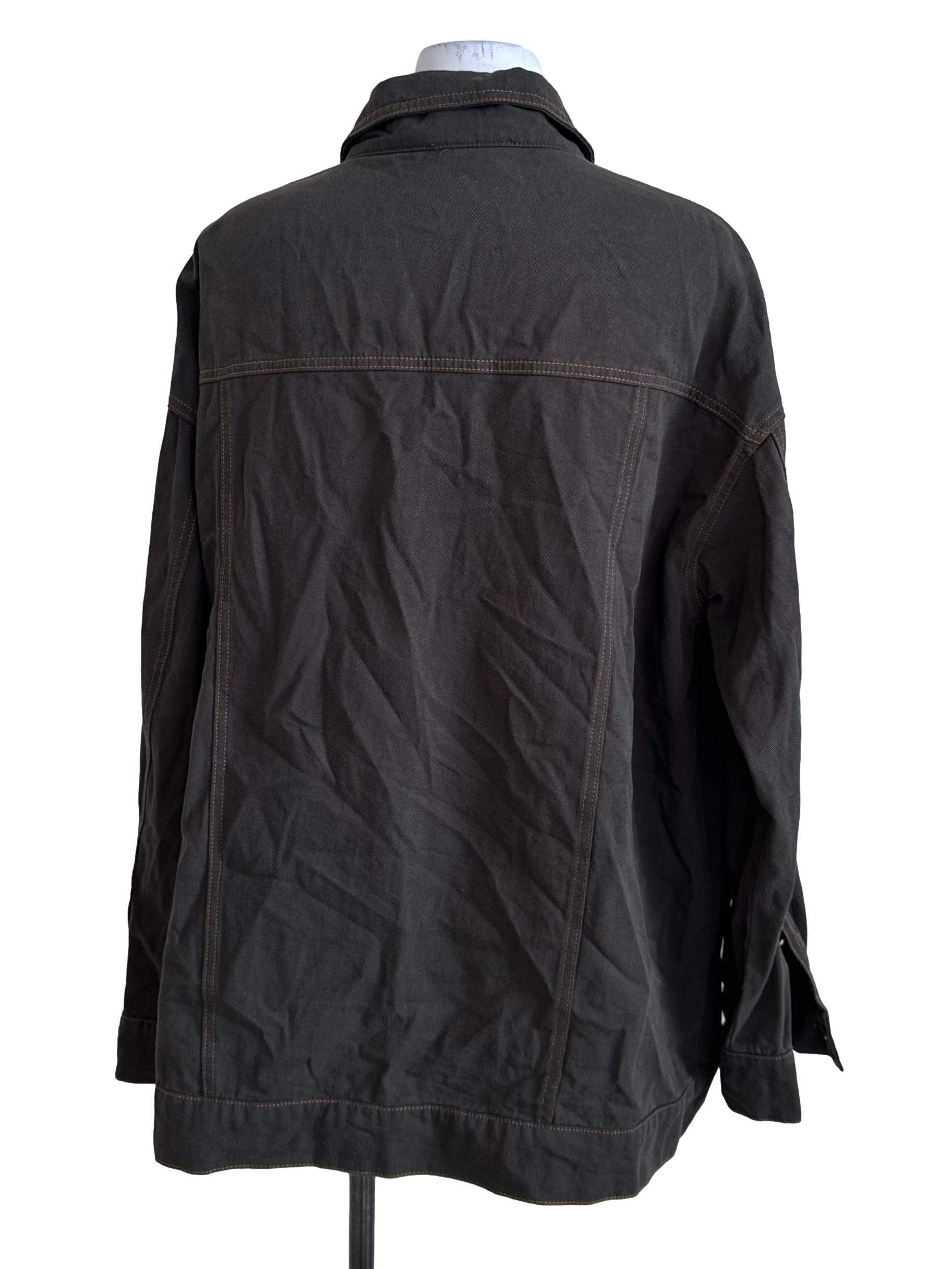 Charcoal Grey Denim Collar Jacket