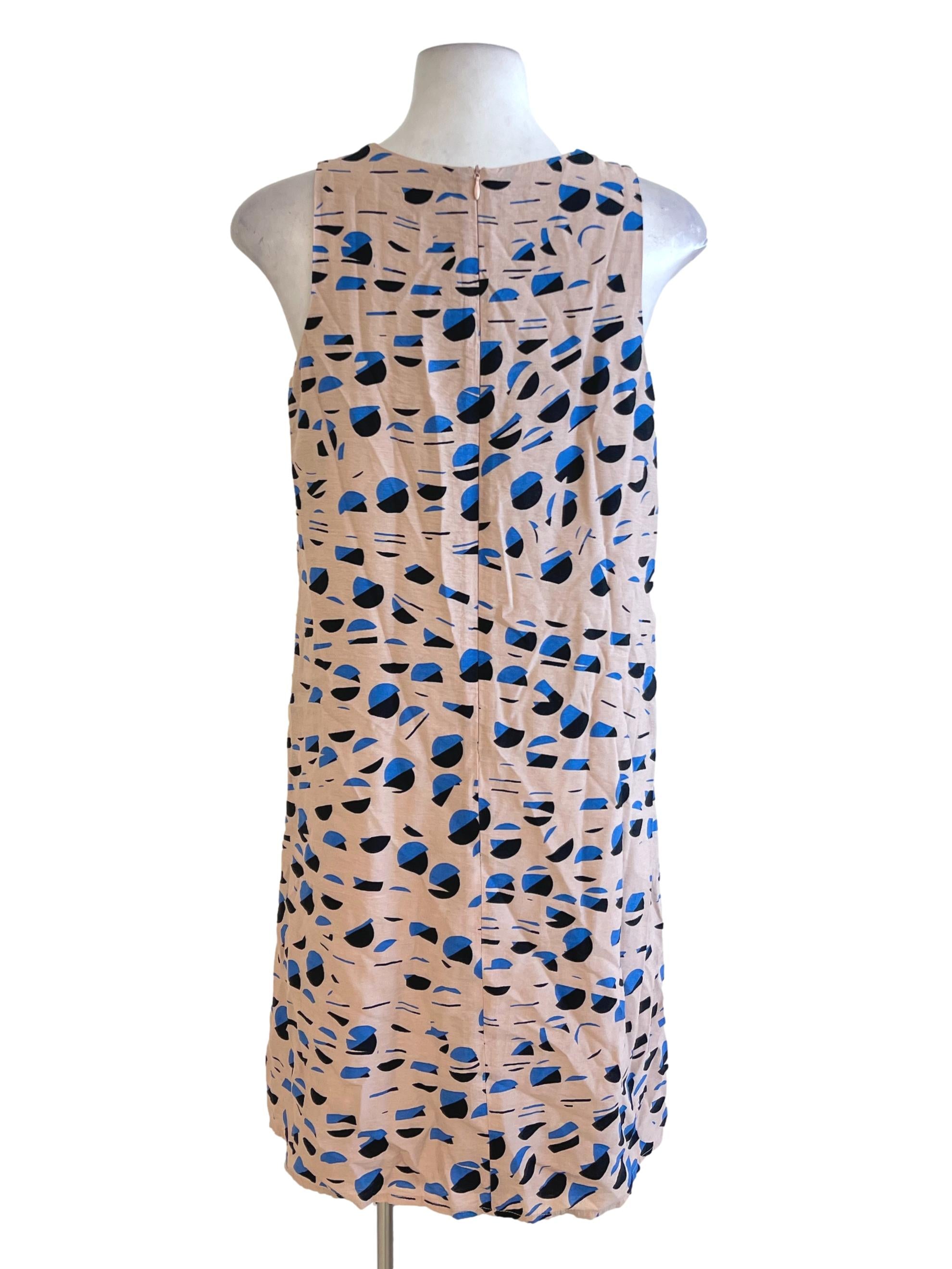 Sepia Abstract Jewel Neck Shift Dress