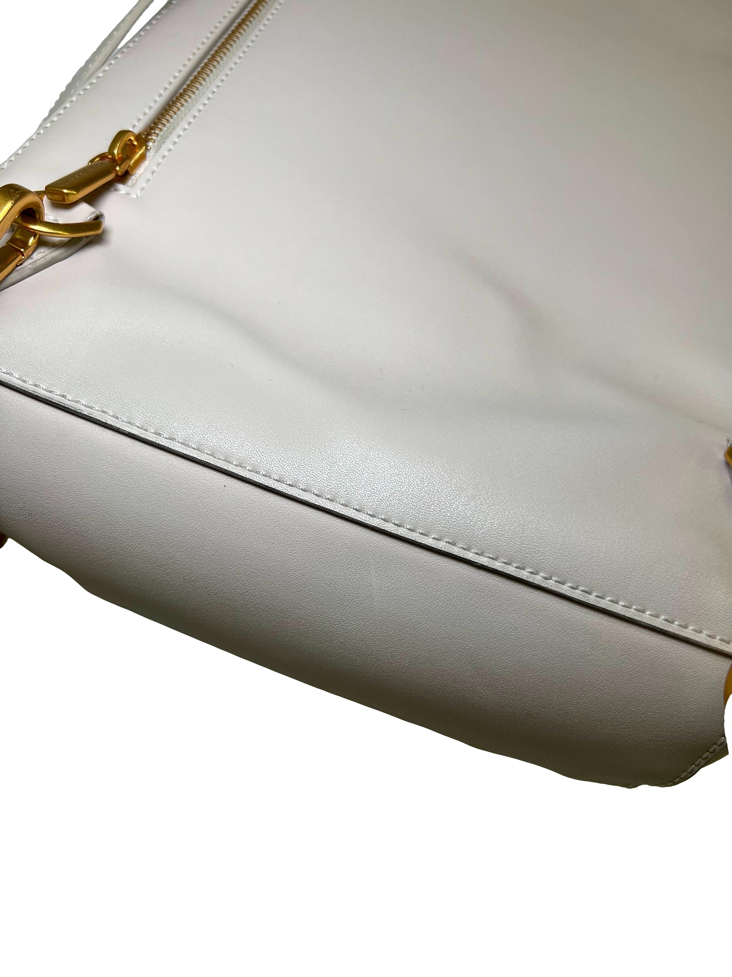 Cream Leather Ivory Octavia Front Flap Structured Backpack CSN