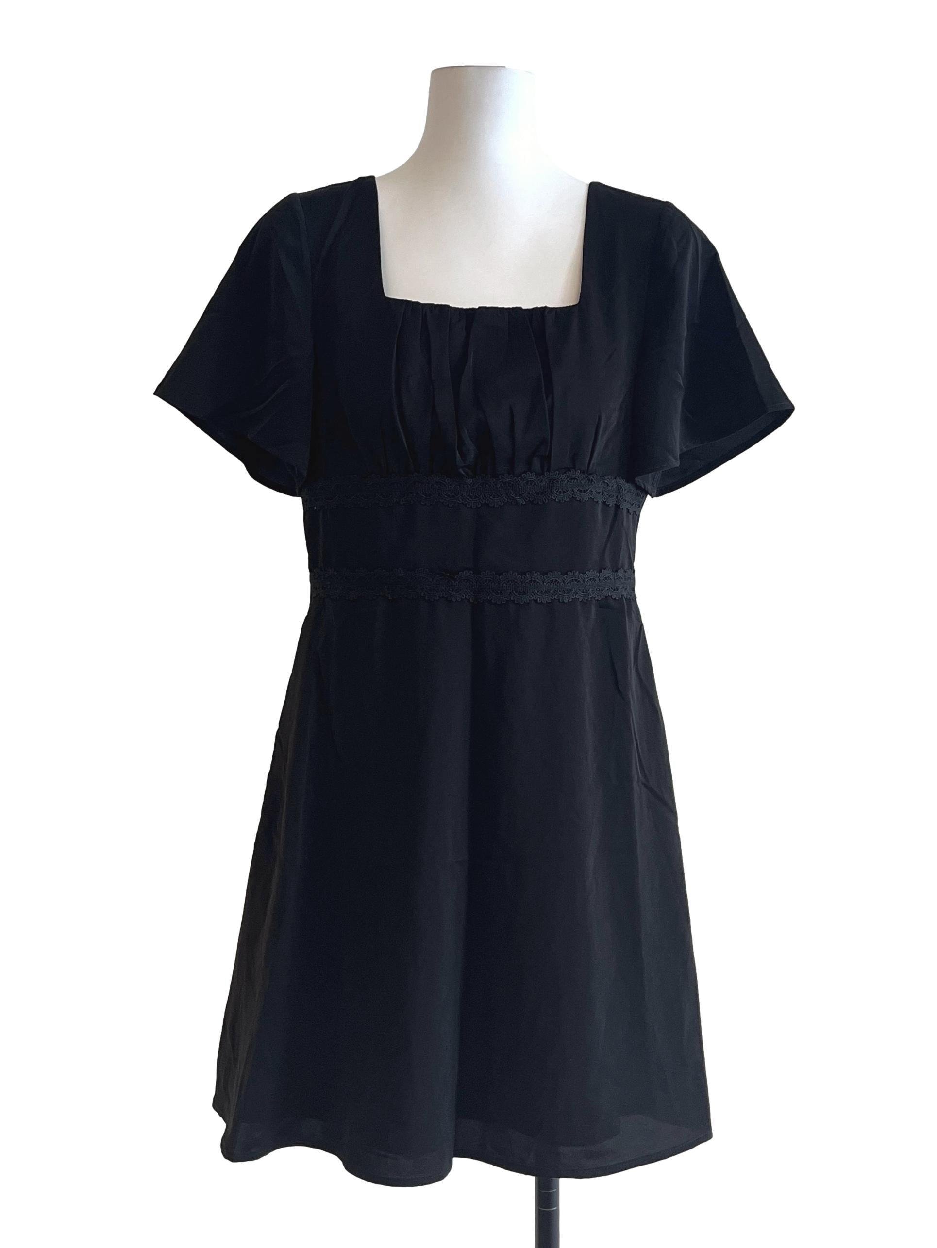Onyx Black Square Short Sleeve Dress