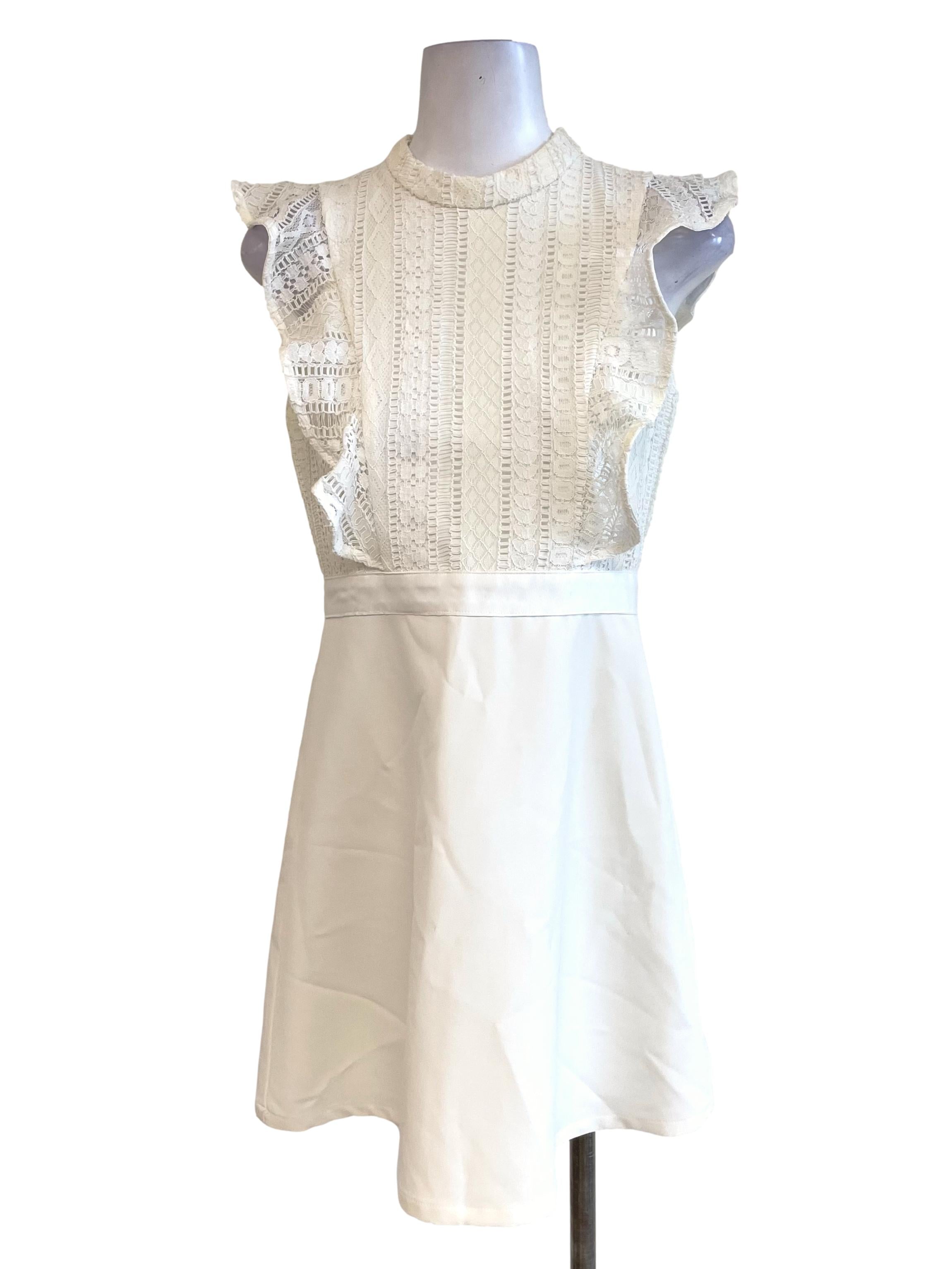 Pearl White Lace A-Line Dress LB