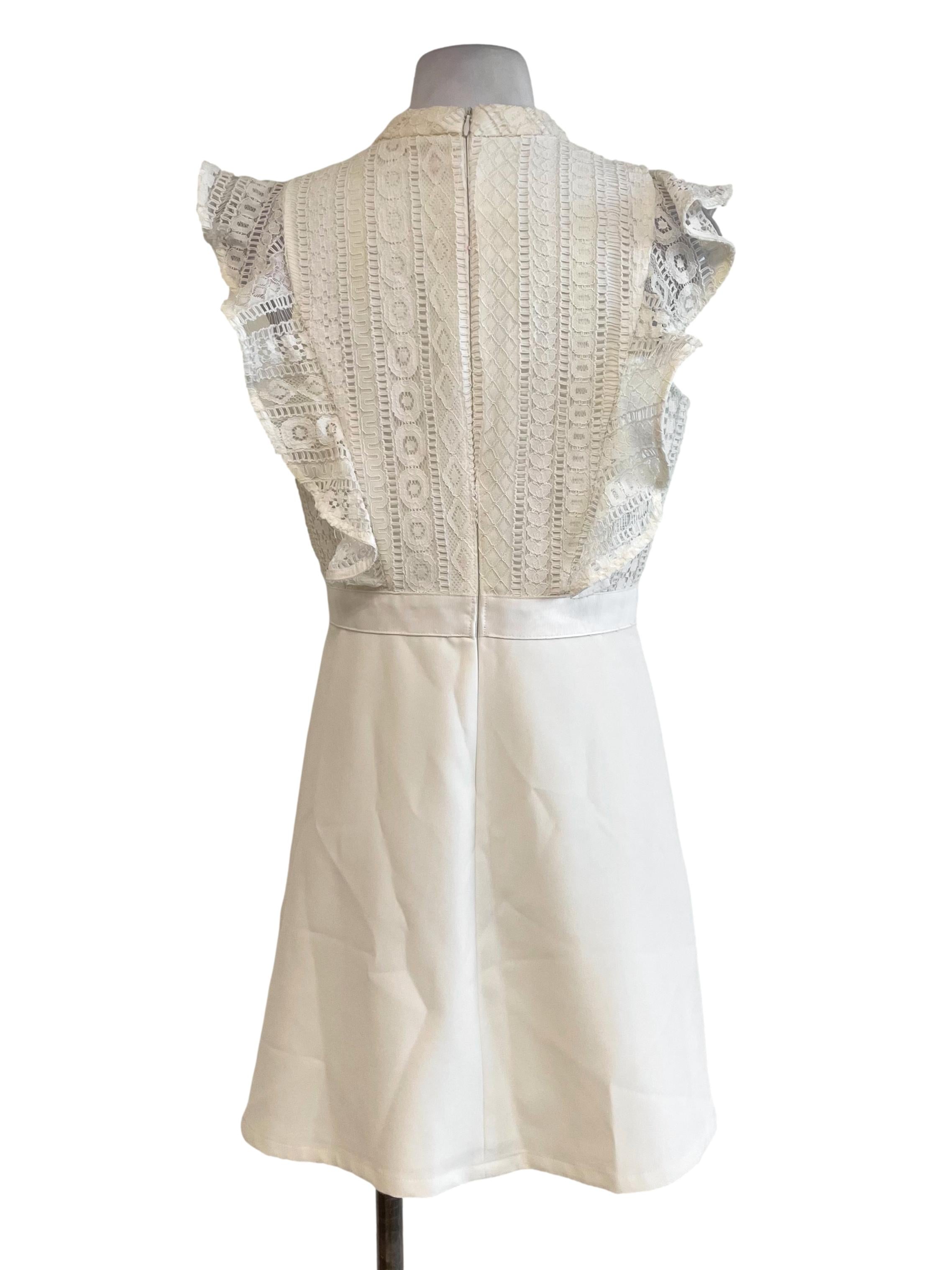 Pearl White Lace A-Line Dress LB